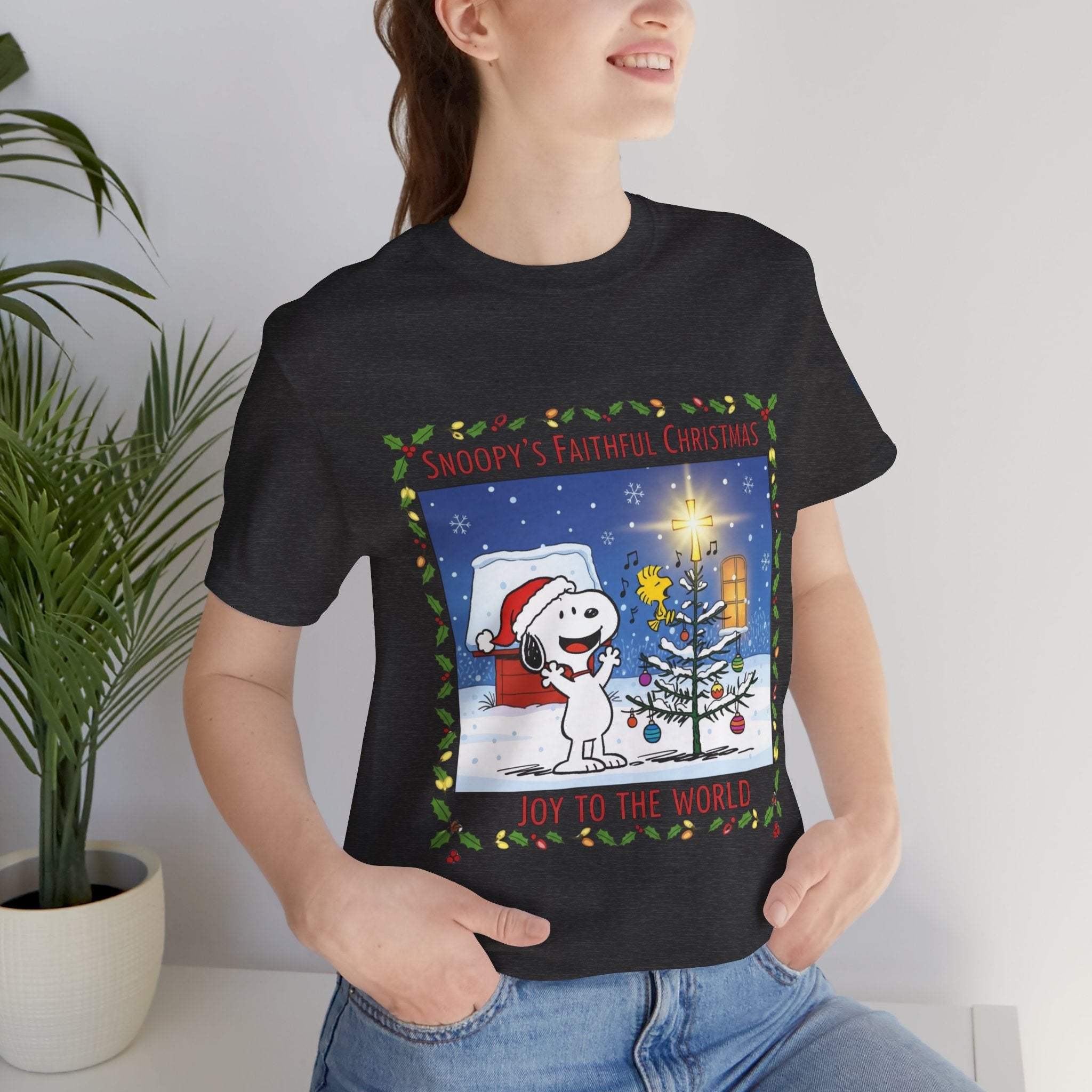 🎄 Faithful Christmas Friends – Christian Holiday T-Shirt | Festive Tree & Cartoon Duo | Heartwarming Christmas Tee by Uplifted Gear Printify