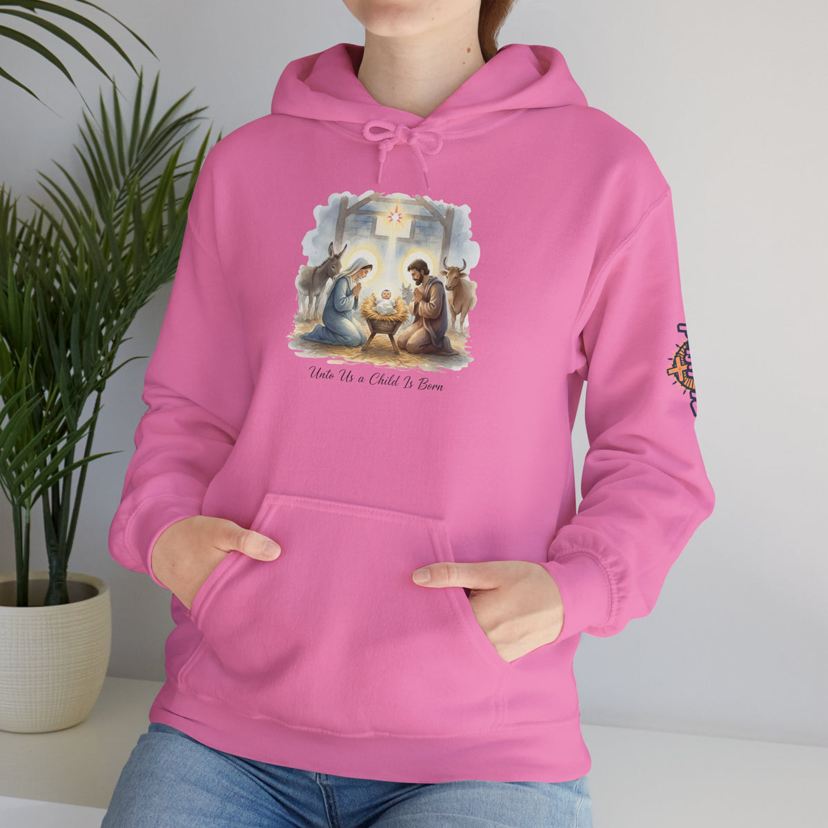 Unto Us a Child is Born Hoodie – Isaiah 9:6 Nativity Manger Scene Christian Christmas Sweatshirt for Holy Night Faith Printify