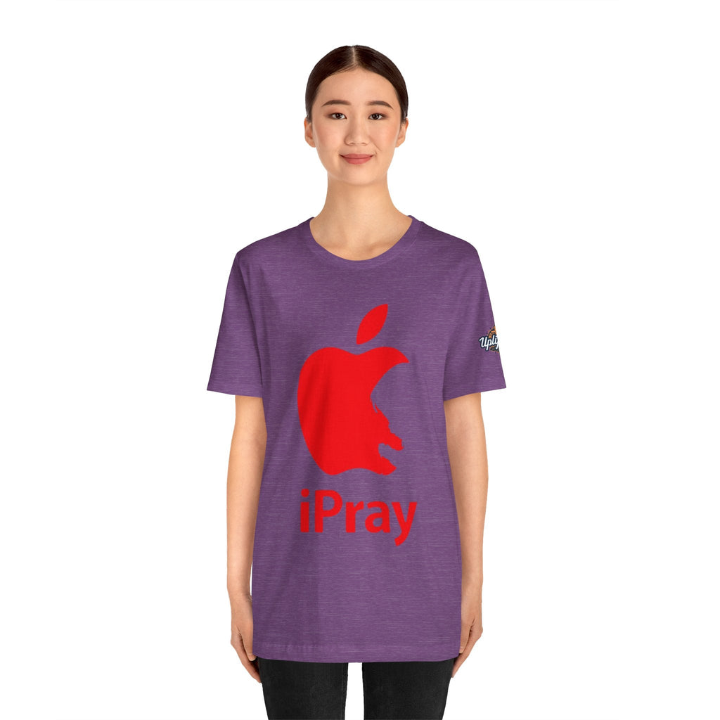 iPray Red Apple Christian T-Shirt — Faith Graphic Tee Printify