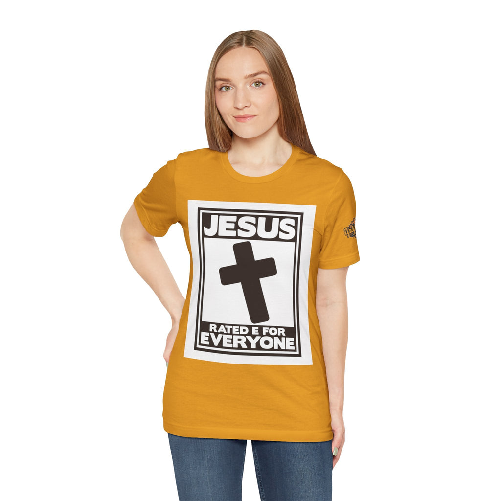 Jesus, Rated E for Everyone T-shirt - Gamer Faith T-shirt - Christian Video Game Parody Printify