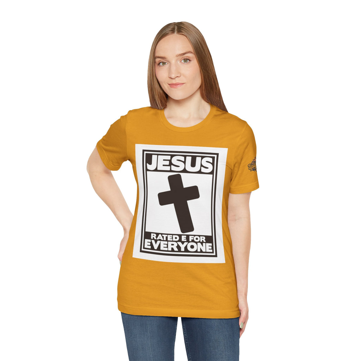 Jesus, Rated E for Everyone T-shirt - Gamer Faith T-shirt - Christian Video Game Parody Printify