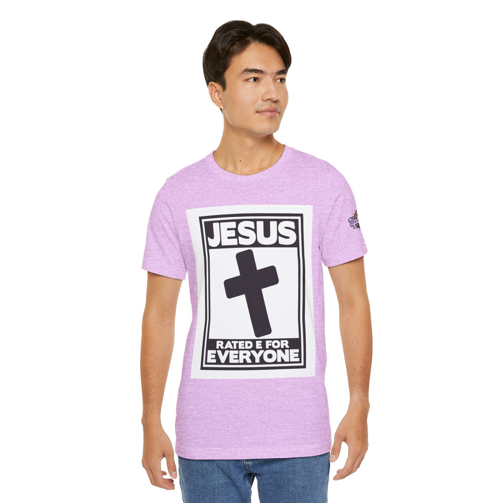 Jesus, Rated E for Everyone T-shirt - Gamer Faith T-shirt - Christian Video Game Parody Printify
