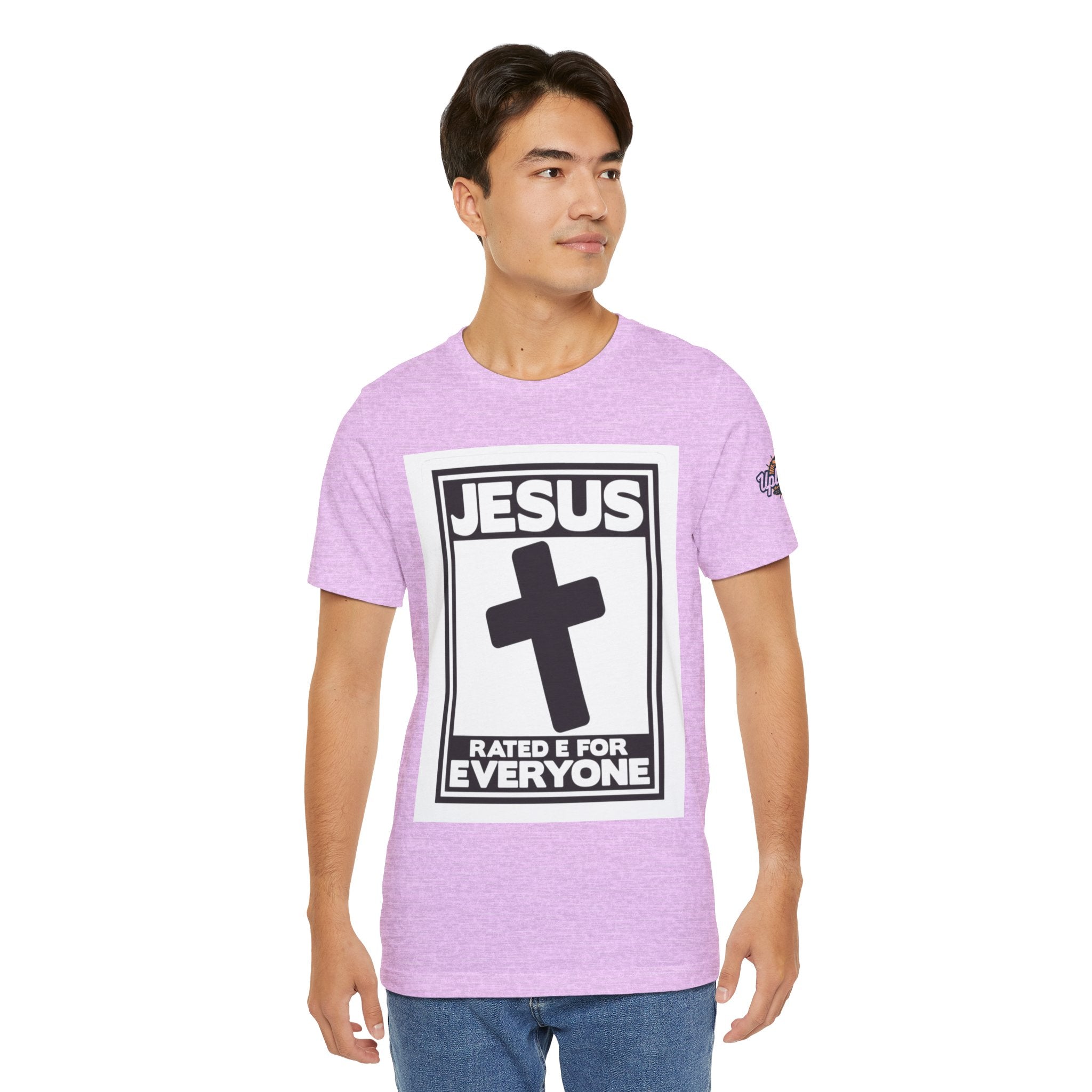 Jesus, Rated E for Everyone T-shirt - Gamer Faith T-shirt - Christian Video Game Parody Printify
