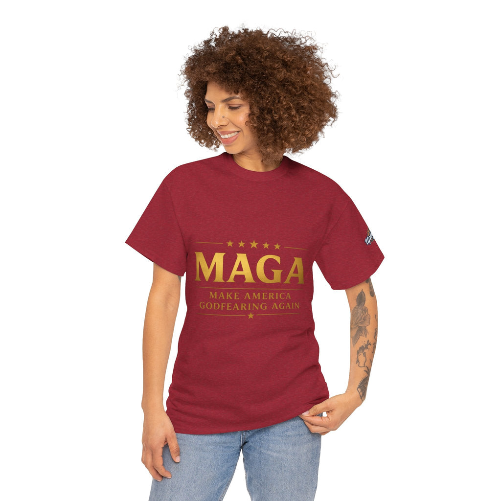 MAGA Gold Letter T-Shirt — "Make America Great Again" Printify