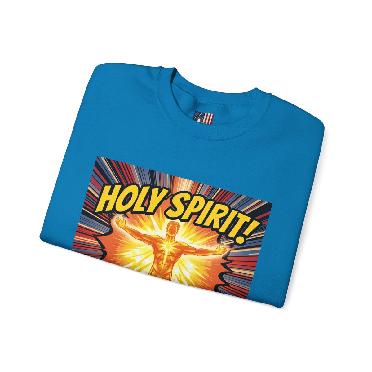 Holy Spirit Activate Sweatshirt – Superhero Christian Sweatshirt with Vibrant Power-Up Design for Faith-Fueled Boldness Printify