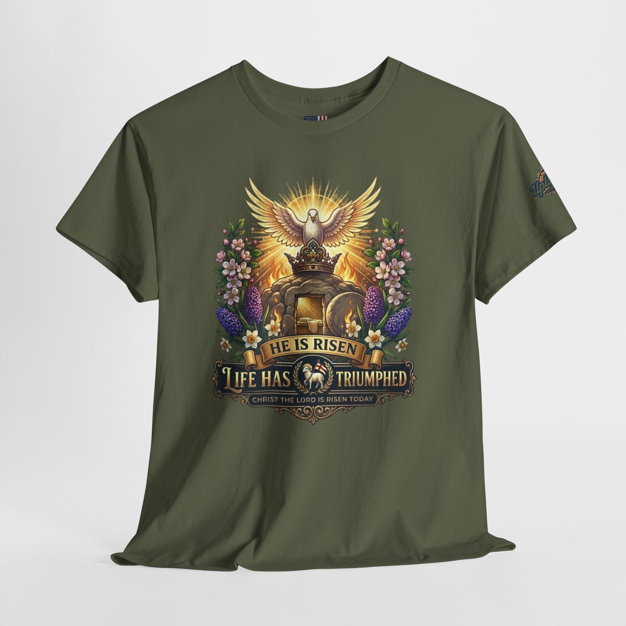 He Is Risen "Life Has Triumphed" T-Shirt — Easter Resurrection Christian Tee Printify