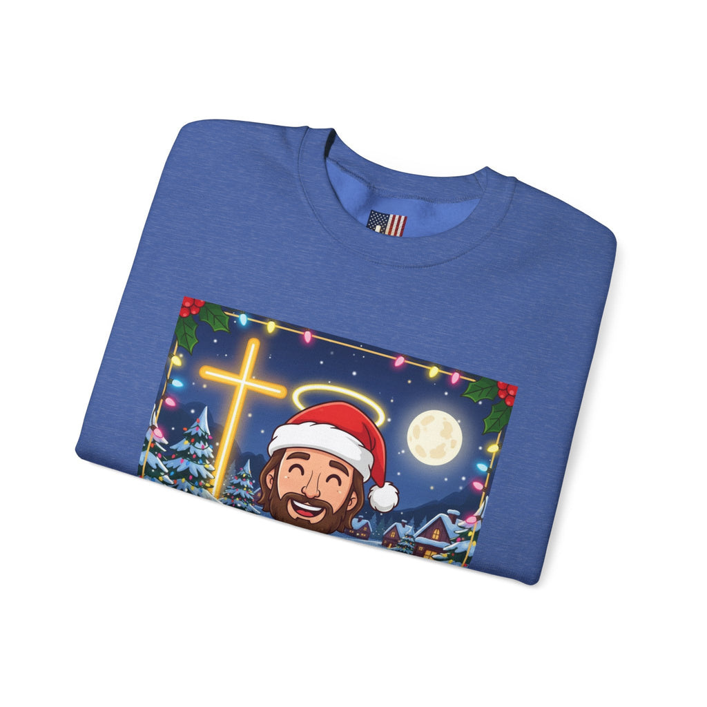 🎄 Make Christmas Great Again – Funny Christian Sweatshirt | Jesus Holding Banner | Faith-Based Holiday Parody Tee | Uplifted Gear Printify