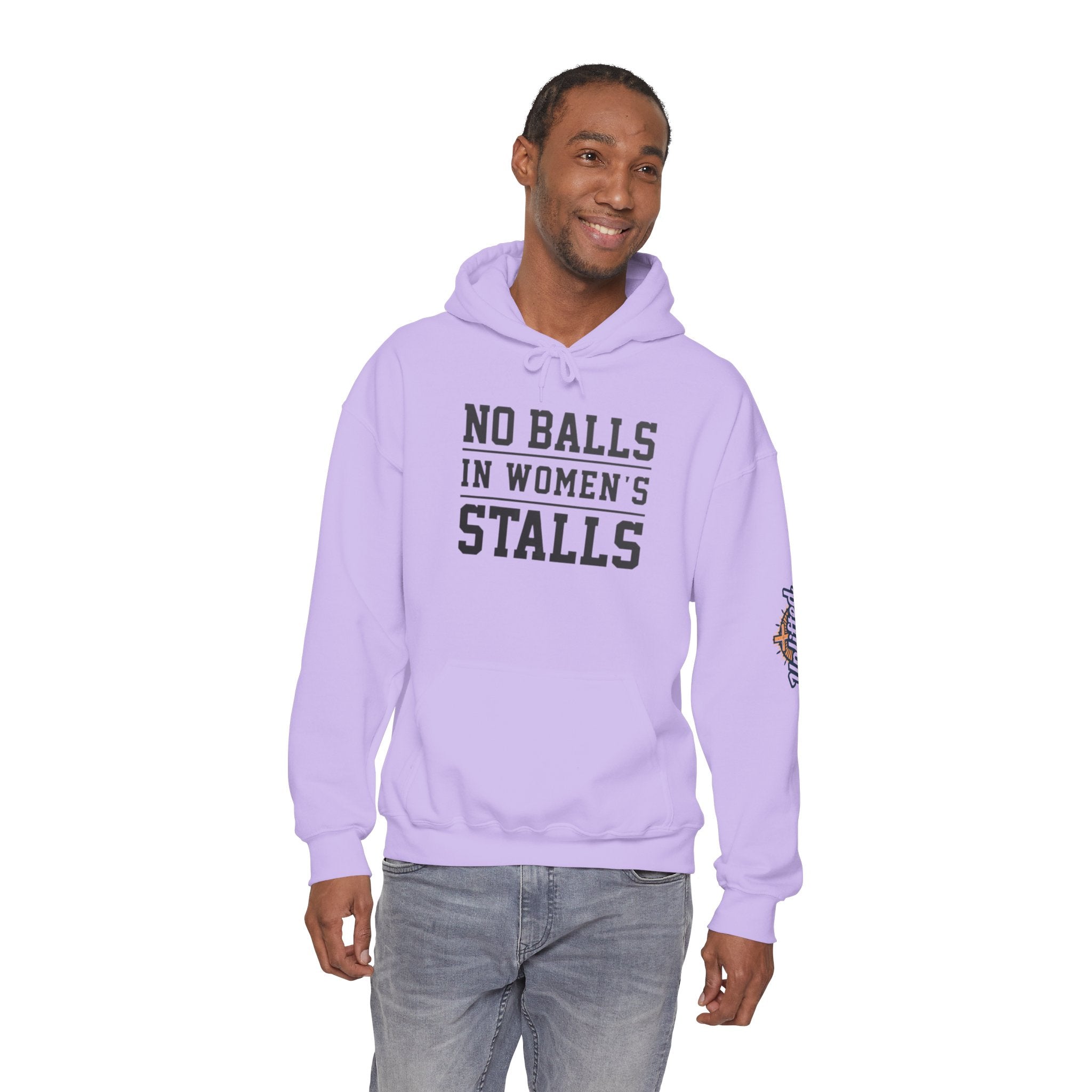 "No Balls in Women's Stalls" Statement Hoodie — Protest Sweatshirt Printify
