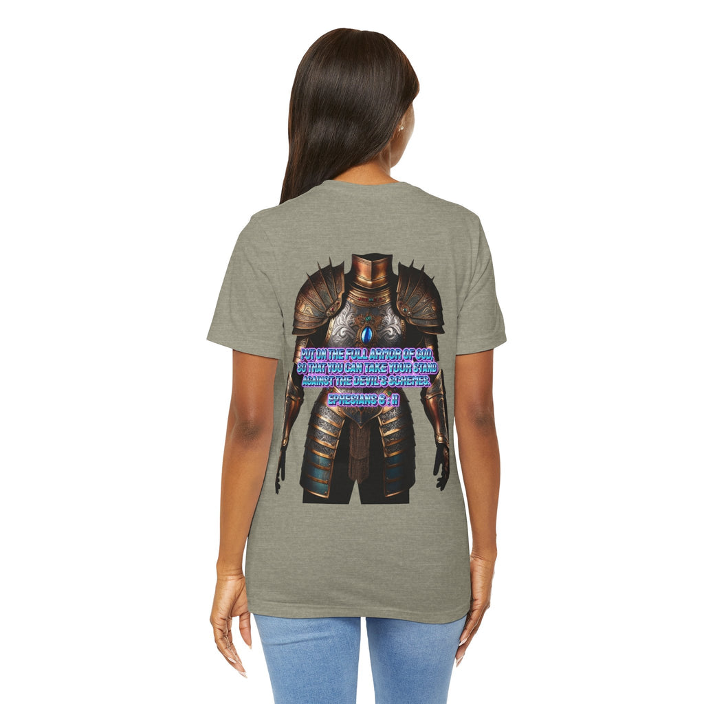 Religious Graphic Tee with Armor Of God Design Unisex Jersey Short Sleeve Tee Printify