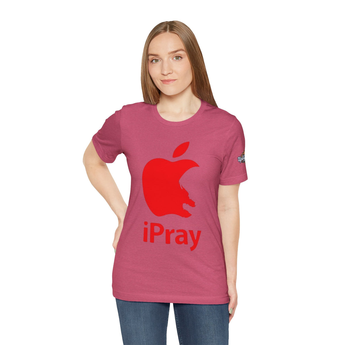 iPray Red Apple Christian T-Shirt — Faith Graphic Tee Printify