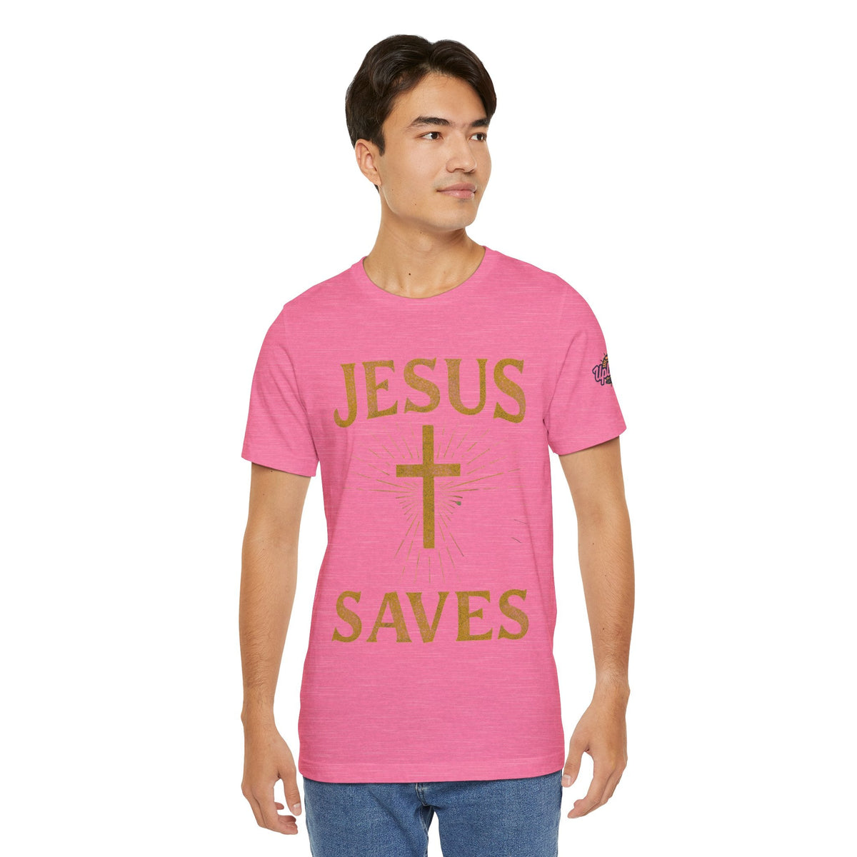 Jesus Saves T-shirt – Radiant Cross & Rays of Light Christian T-shirt for Eternal Hope & Faith Printify