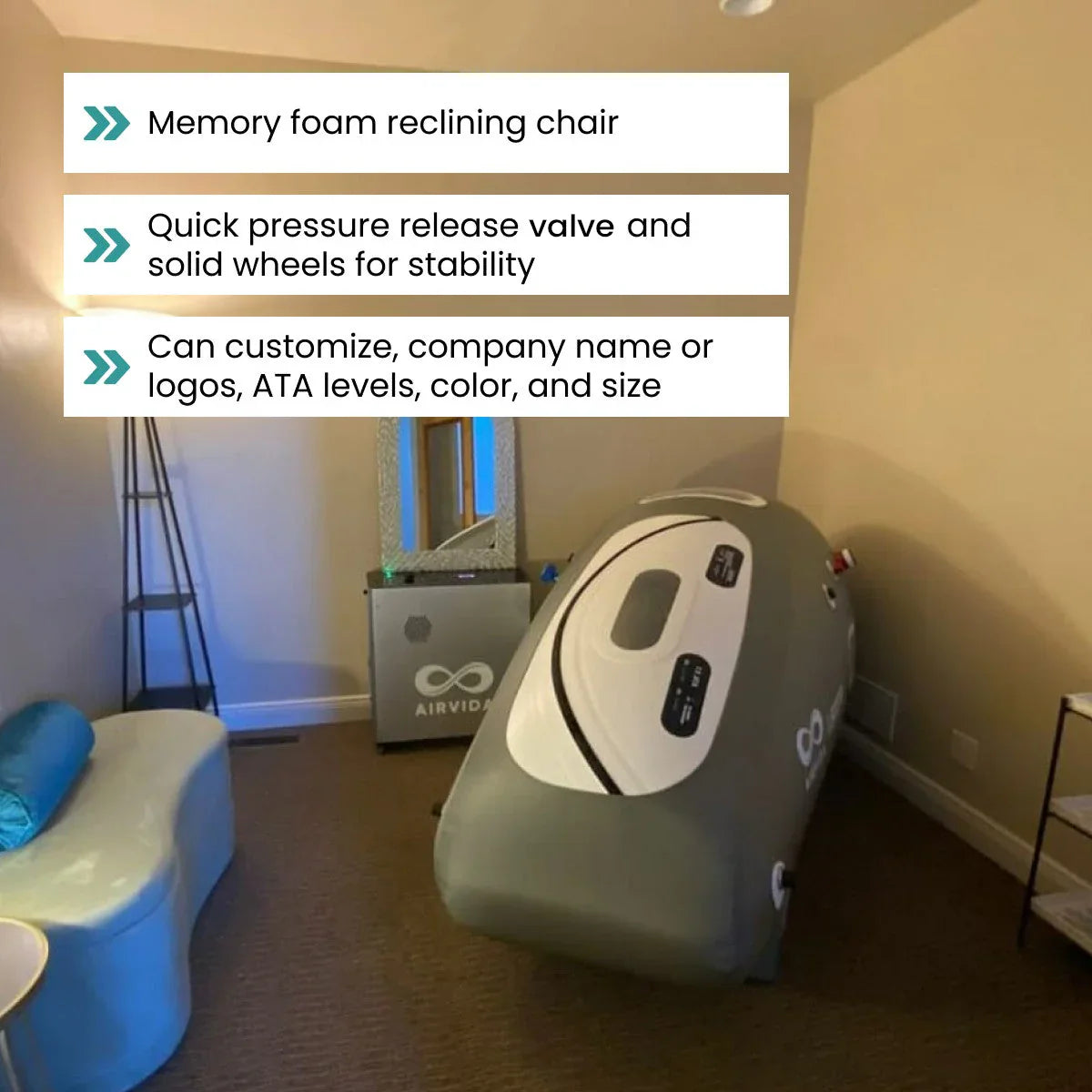 Airvida Pro90 Portable Sitting Hyperbaric Chamber 1.5 ATA LifeMed USA