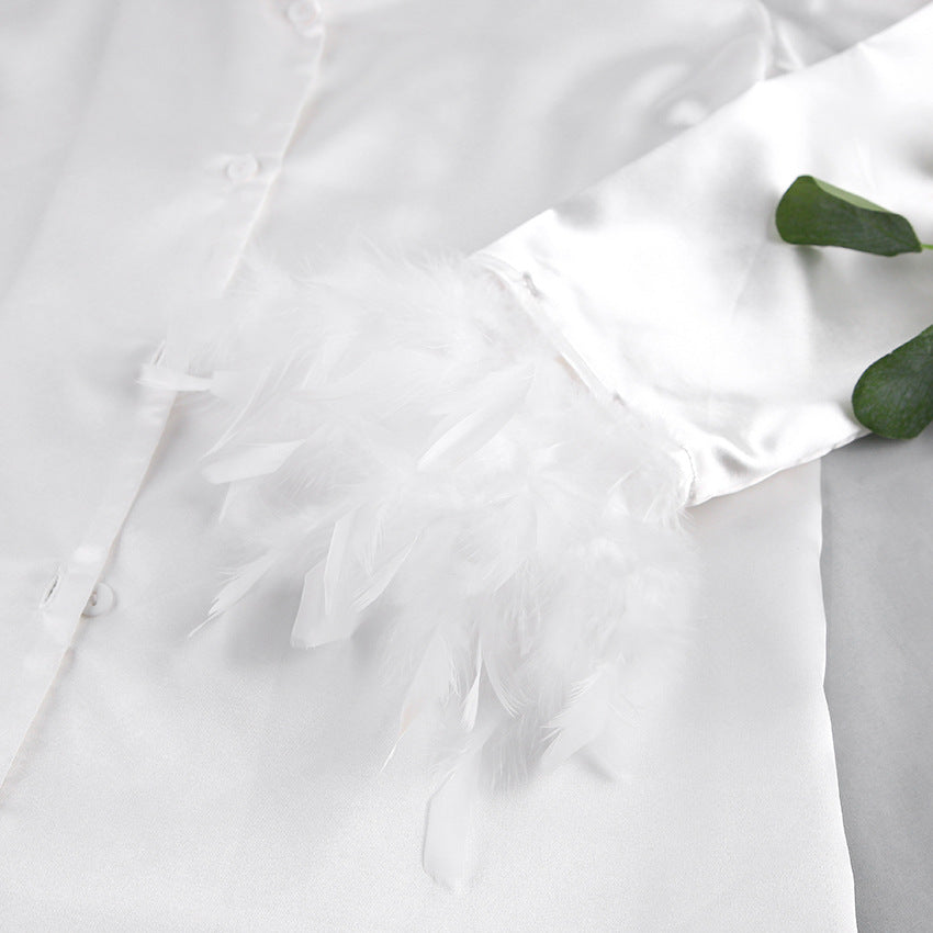 Heavenly Feathered Silk Pajamas in color options Pretty Little Patriot