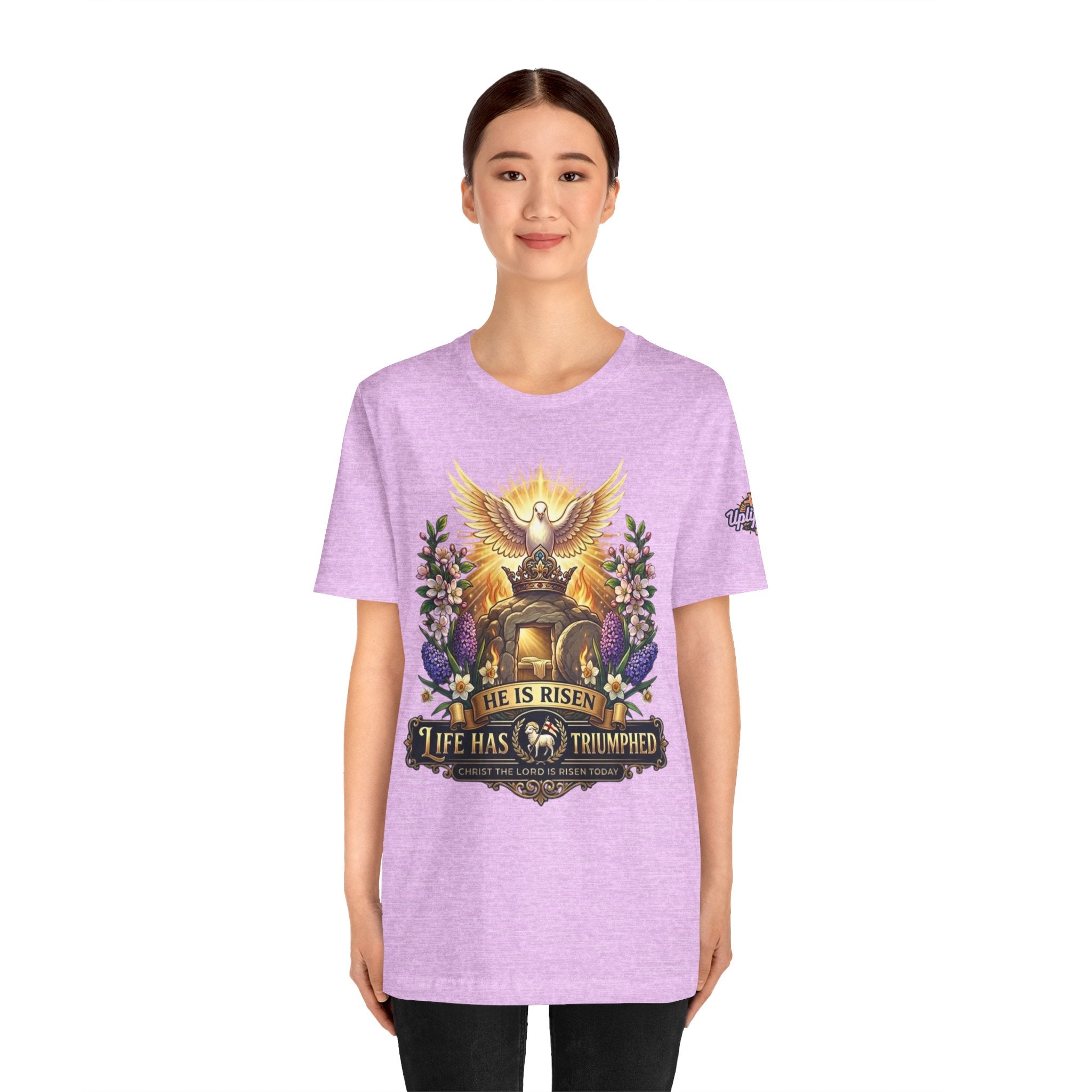 He Is Risen "Life Has Triumphed" T-Shirt — Easter Resurrection Christian Tee Printify