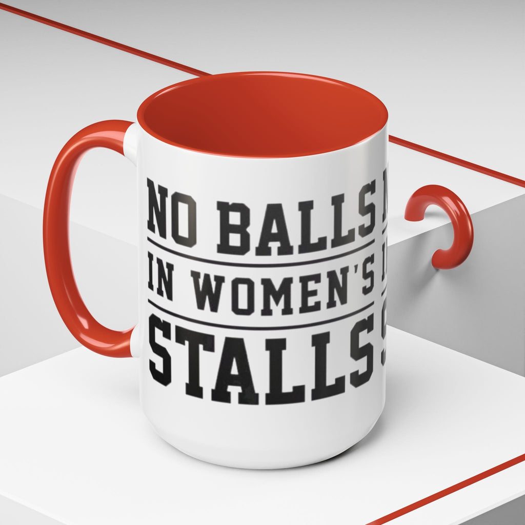 The Lord Says No Balls in Women's Stalls Accent Coffee Mug — Bold Typography 11/15oz Printify