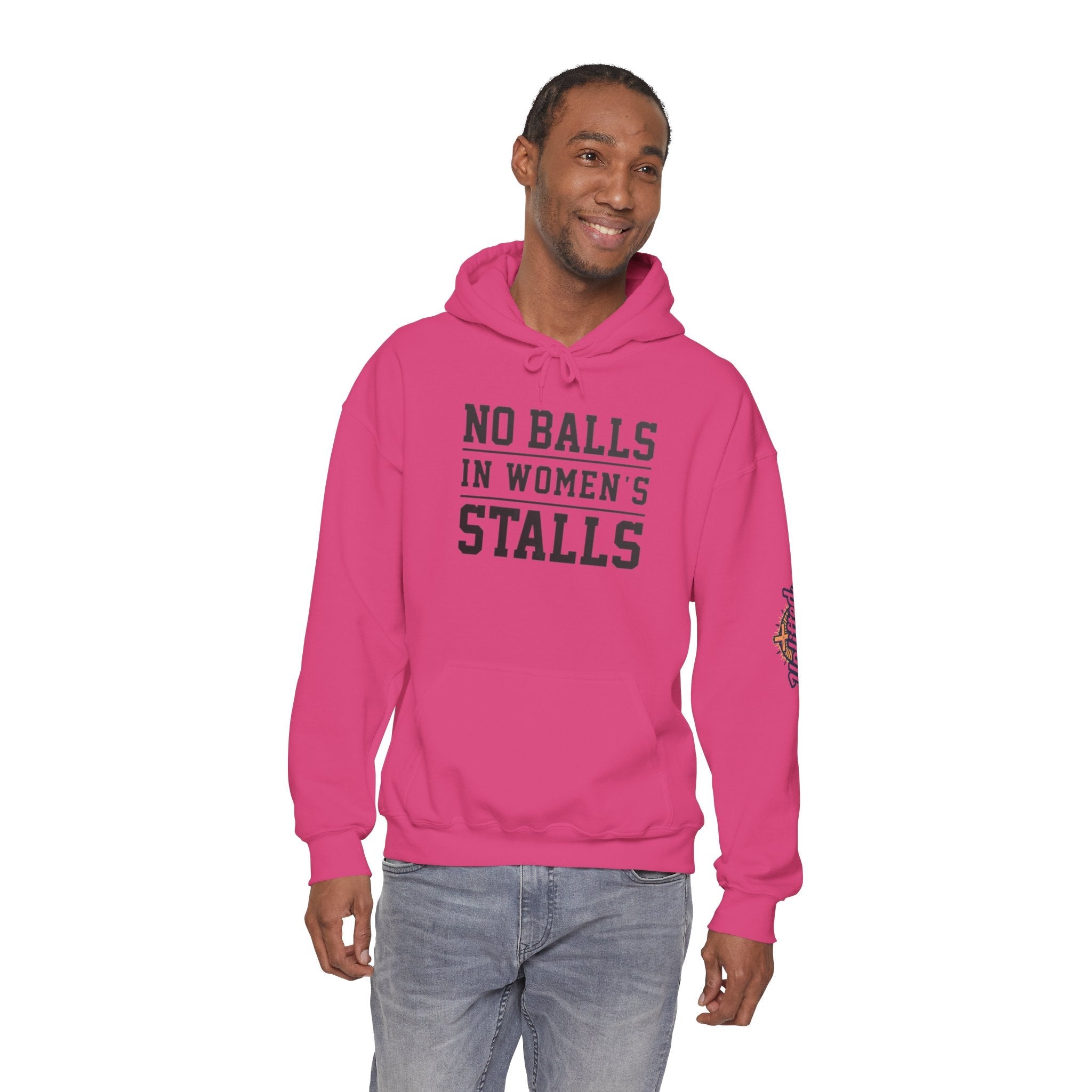 "No Balls in Women's Stalls" Statement Hoodie — Protest Sweatshirt Printify