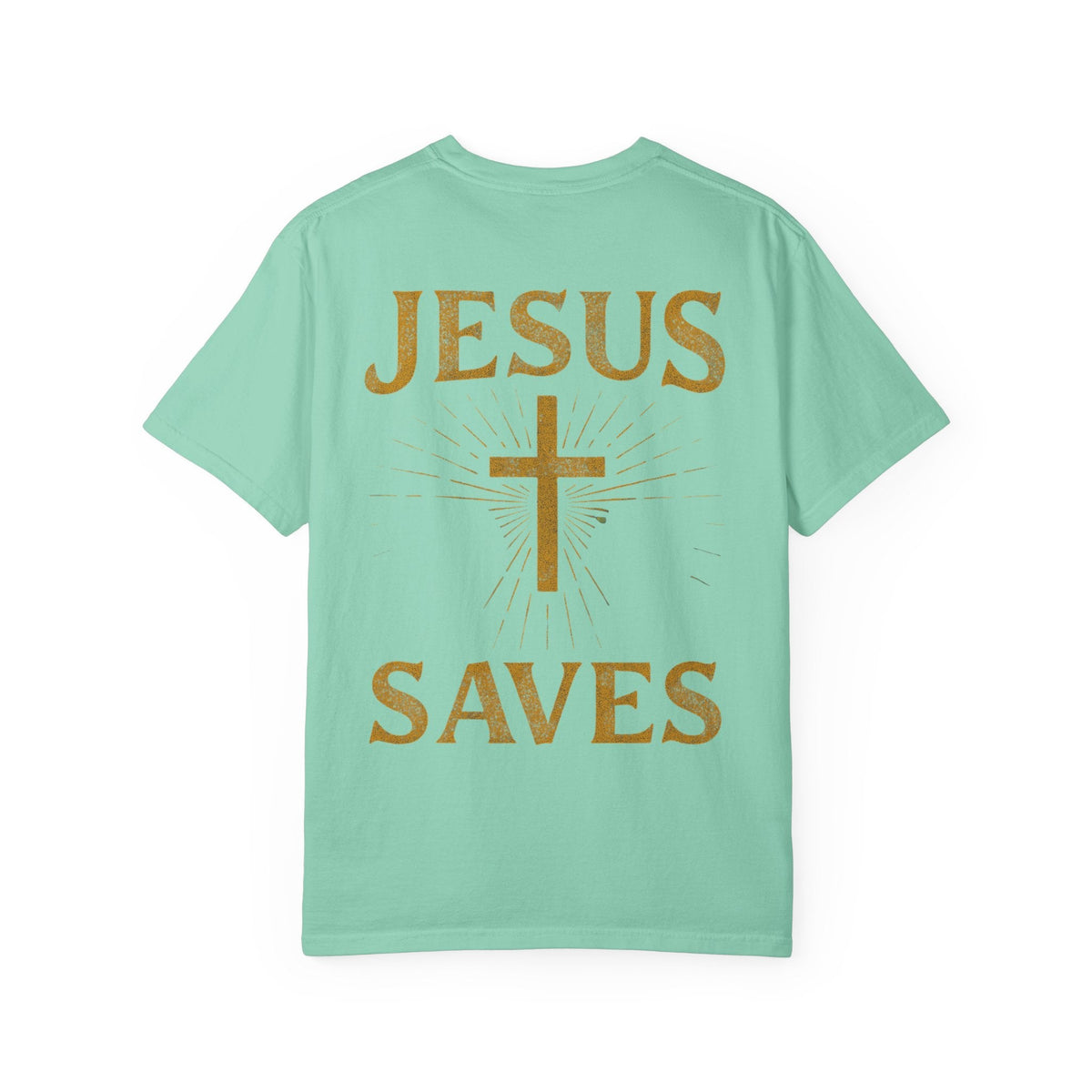 Jesus Saves T-shirt – Radiant Cross & Rays of Light Christian T-shirt for Eternal Hope & Faith Printify