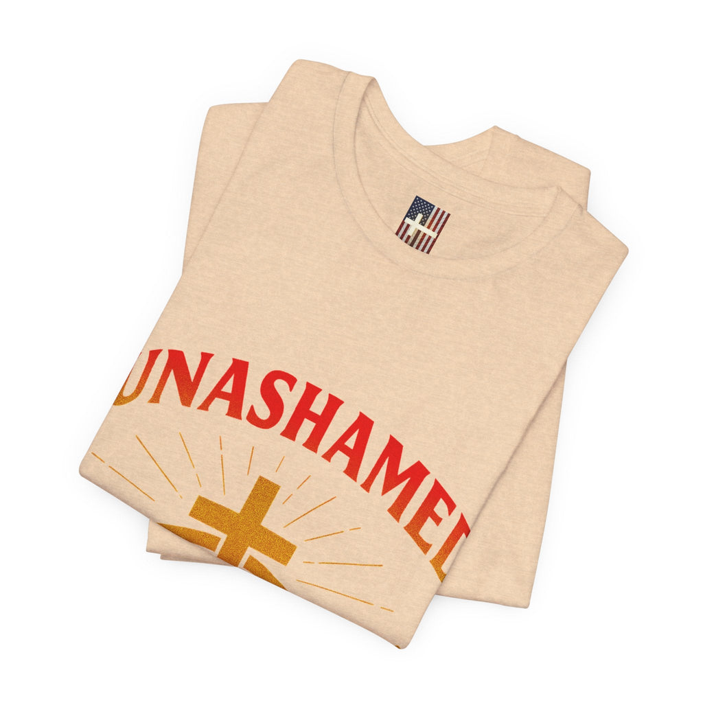 Unashamed T-shirt – Ichthys Jesus Fish & Cross Christian T-shirt for Romans 1:16 Bold Faith Printify