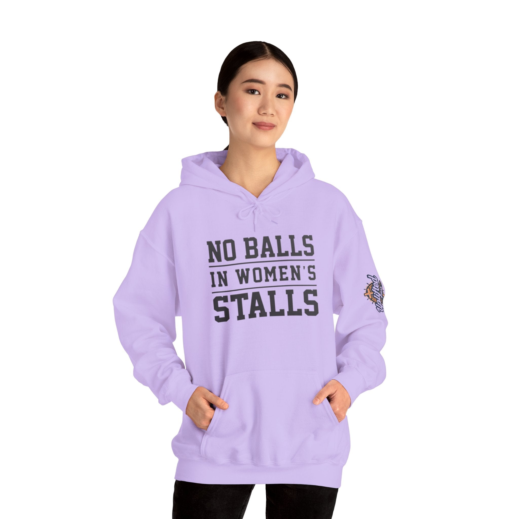"No Balls in Women's Stalls" Statement Hoodie — Protest Sweatshirt Printify