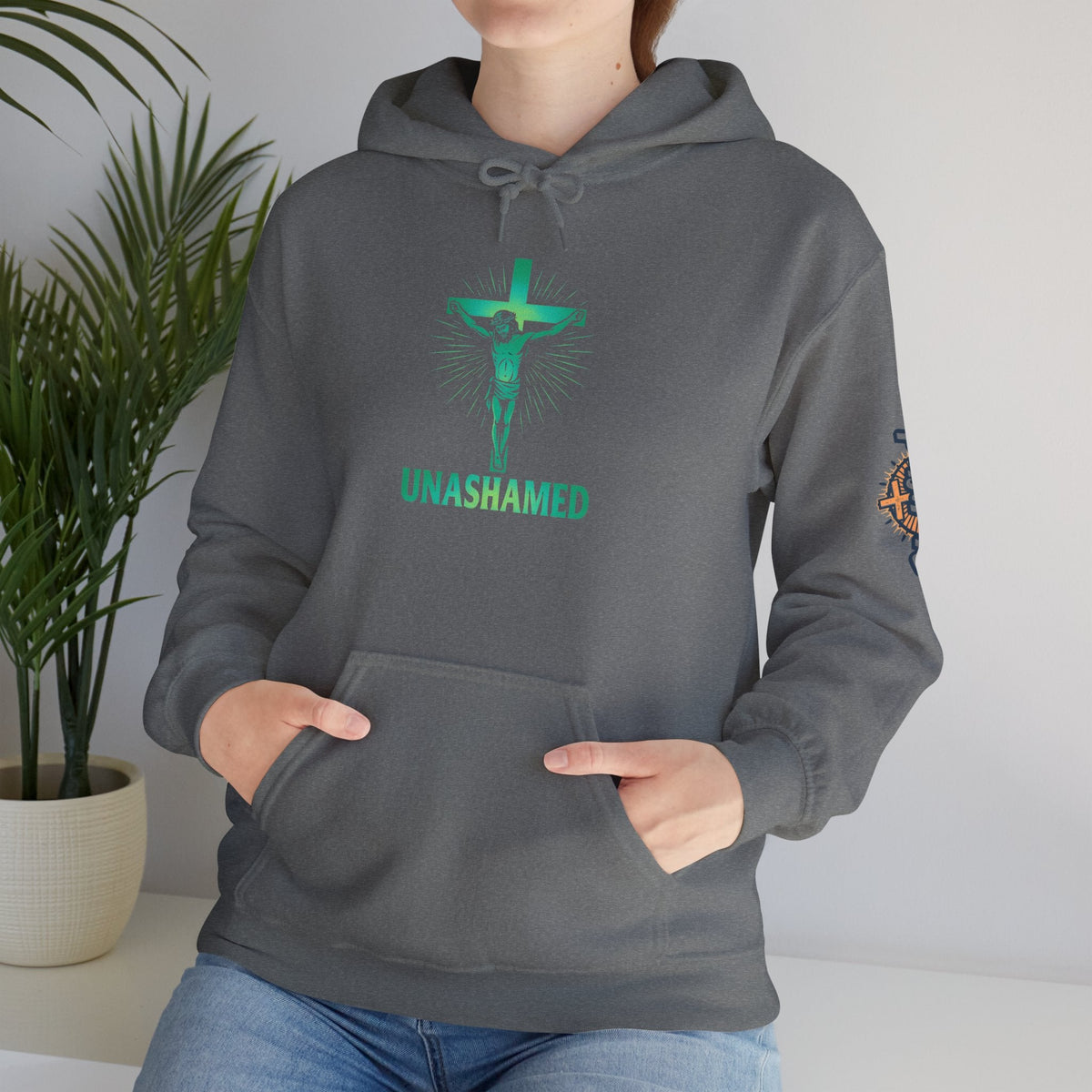 Unashamed Hoodie – Romans 1:16 Crucifixion Christian Hoodie for Bold Unwavering Faith Printify