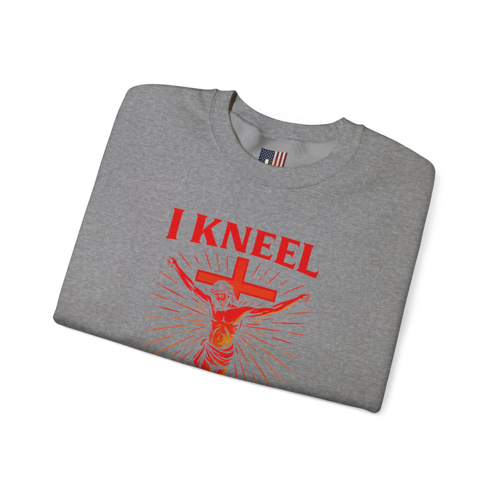 I Kneel to One Man Sweatshirt – Crucifixion Christian Sweatshirt for Unashamed Devotion & Bold Faith Printify