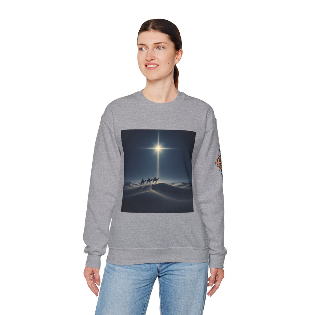 3 Wise Men Sweatshirt – Magi Camels Nativity Journey Christian Christmas Sweatshirt for Epiphany Faith & Holy Night Printify