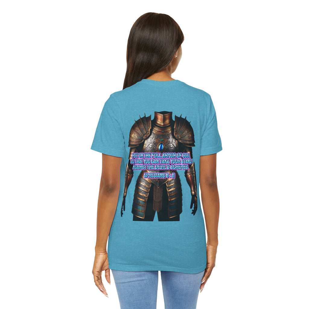 Religious Graphic Tee with Armor Of God Design Unisex Jersey Short Sleeve Tee Printify