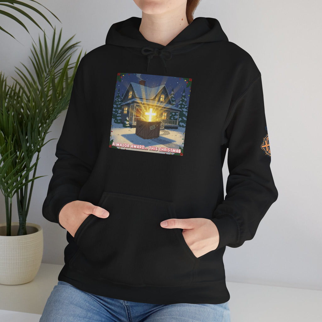 A Major Award This Christmas Hoodie – Fragile Leg Lamp Parody Cross Unboxing Christian Sweatshirt for Hilarious Faith & Holiday Glow Printify