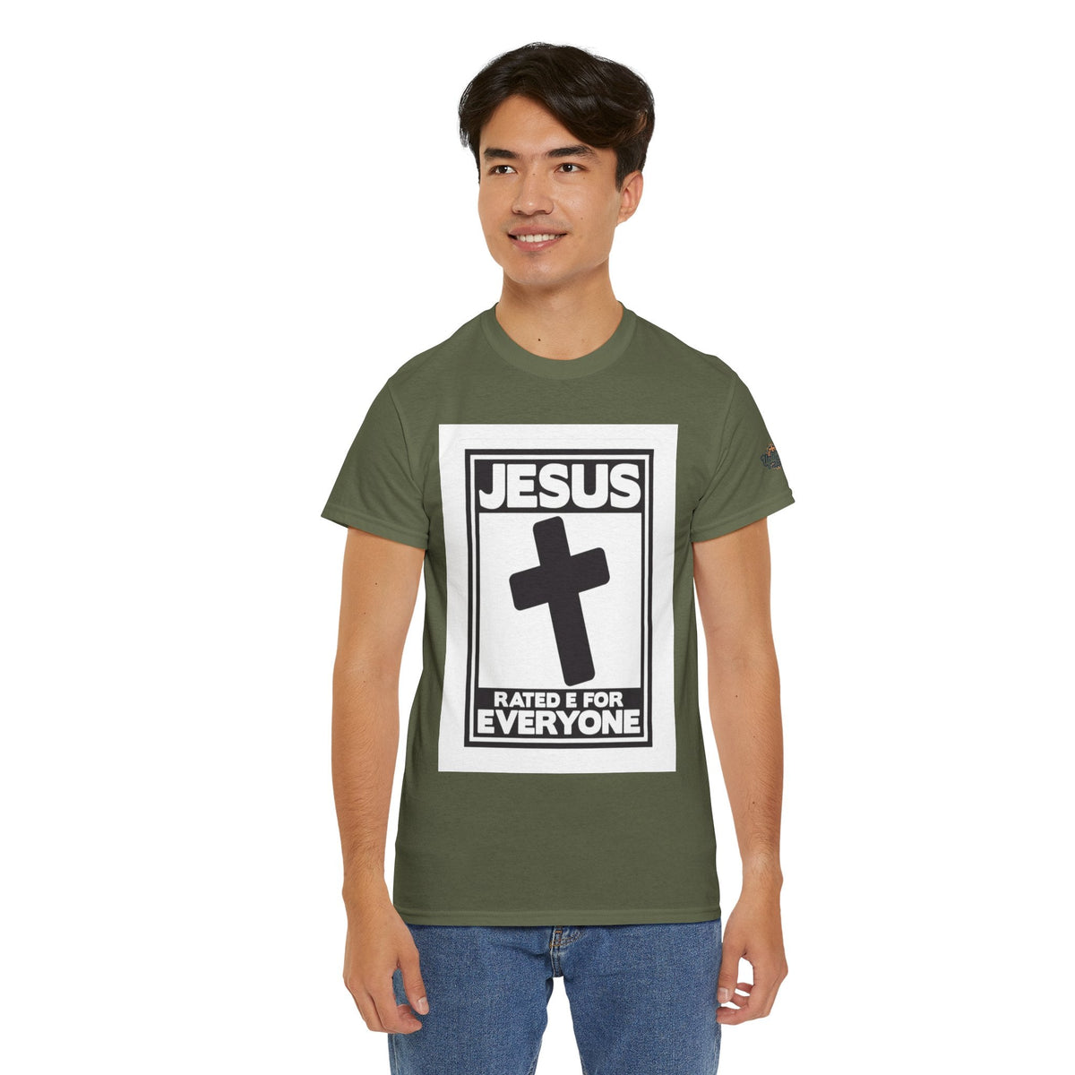 Jesus, Rated E for Everyone T-shirt - Gamer Faith T-shirt - Christian Video Game Parody Printify