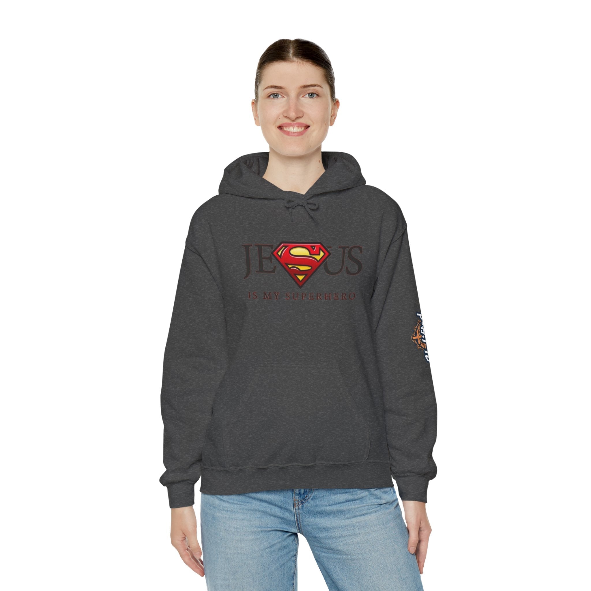 Jesus Is My Superhero Hoodie — Christian Faith Graphic Pullover Printify
