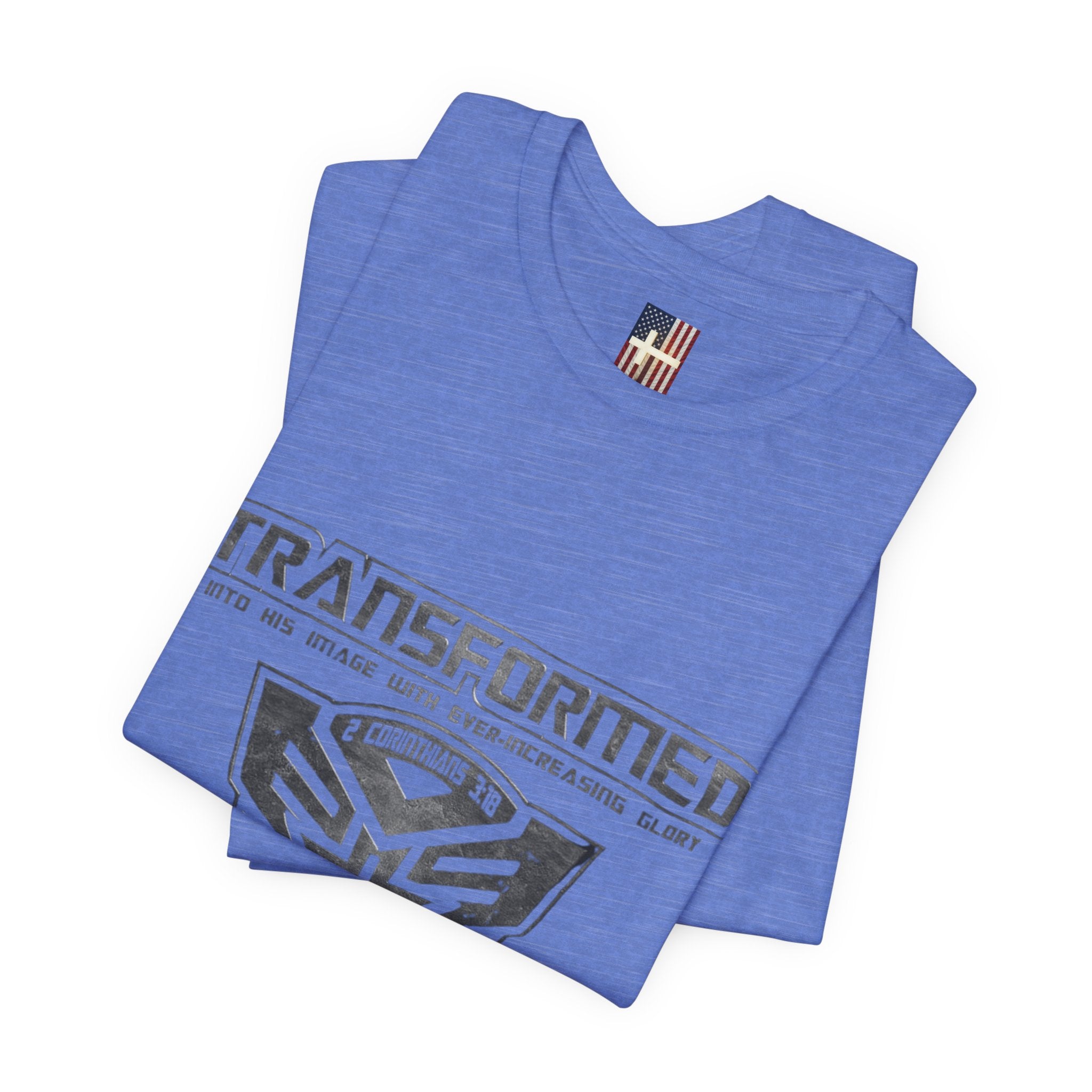 Transformer Logo Christian T-shirt | 2 Corinthians 3:18 Bible Verse T-shirt Printify