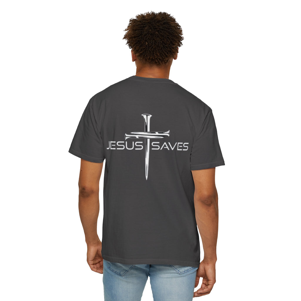 Jesus Saves T-shirt – 3 Nails Crucifix Cross Christian T-shirt for Redemption Faith & Bold Salvation