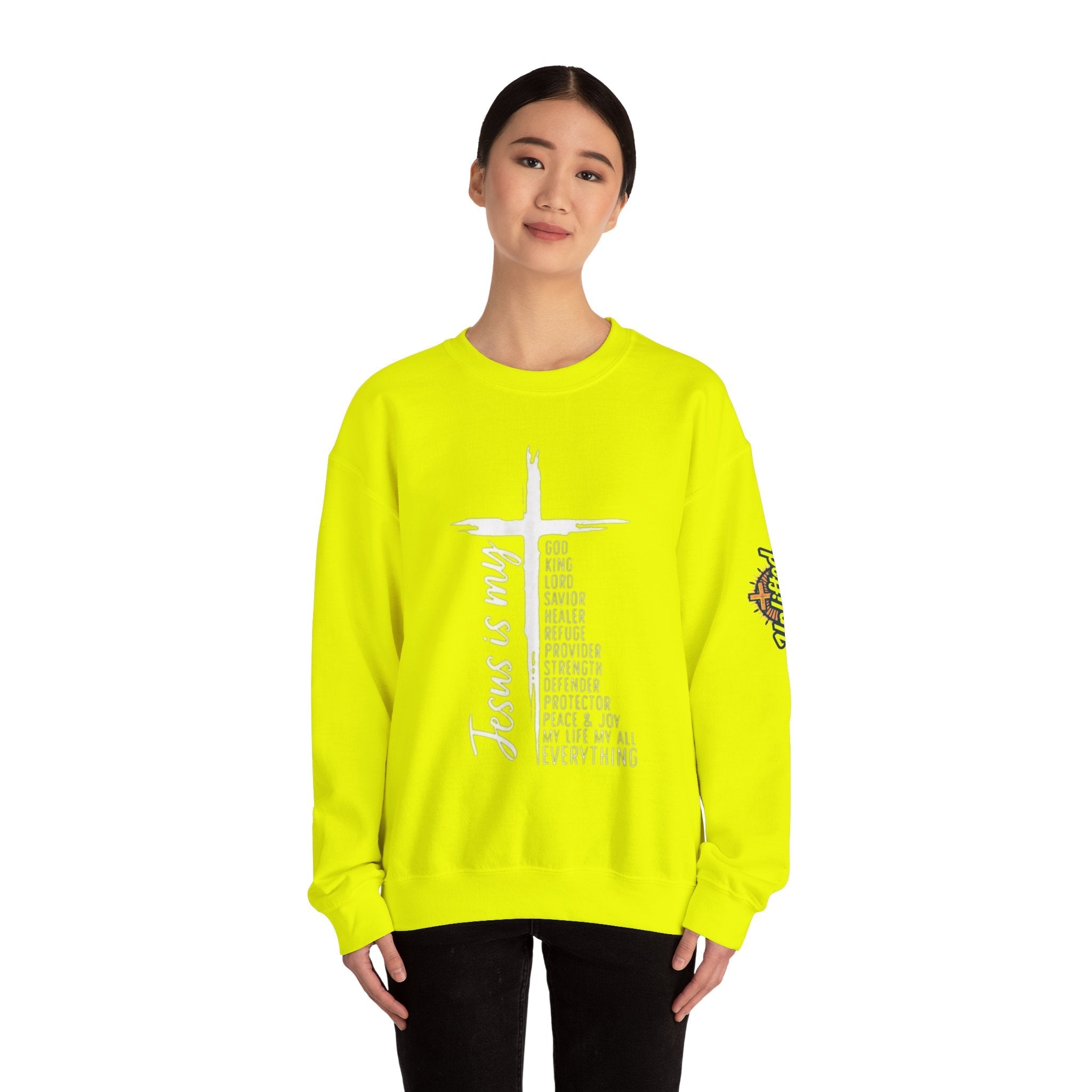 Jesus Is My Everything Sweatshirt – Cross List God King Lord Savior Christian Sweatshirt for Total Surrender Faith Printify
