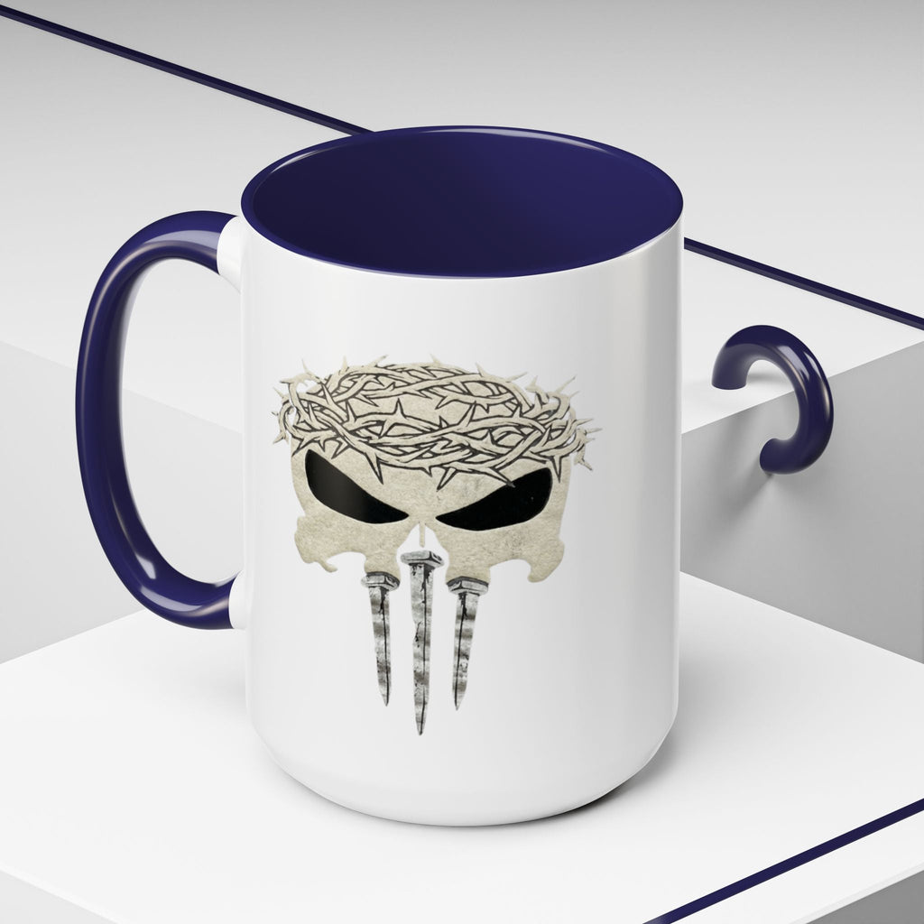 Christian Skull Coffee Mug — Crown of Thorns “Warrior Faith” (11/15 oz) Printify
