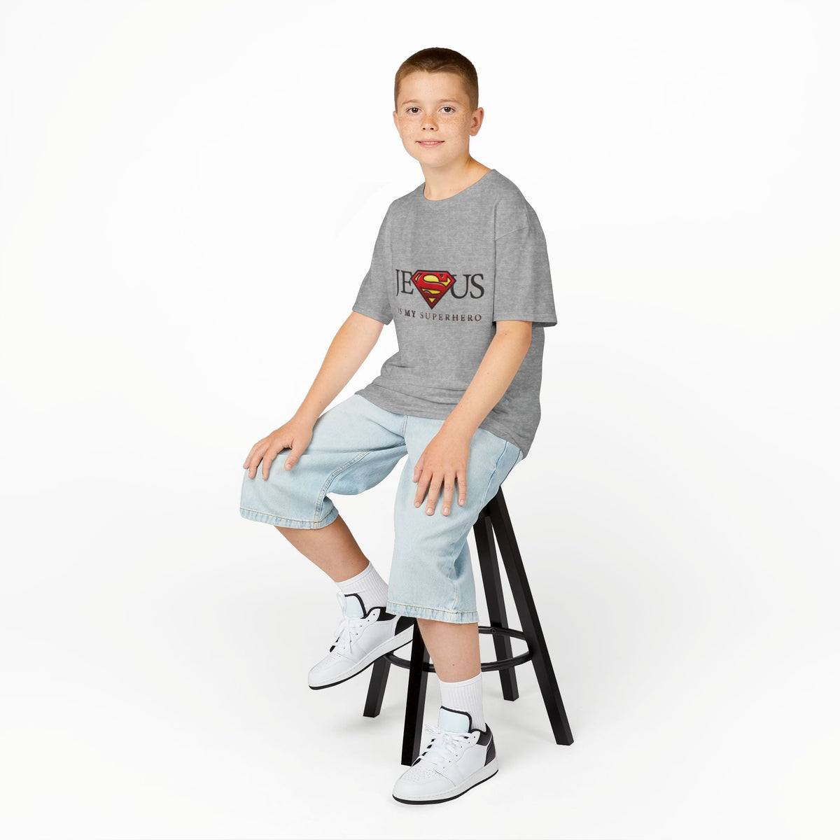 Jesus Is My Superhero T-Shirt — Faith-Based Superman-Inspired Tee Printify