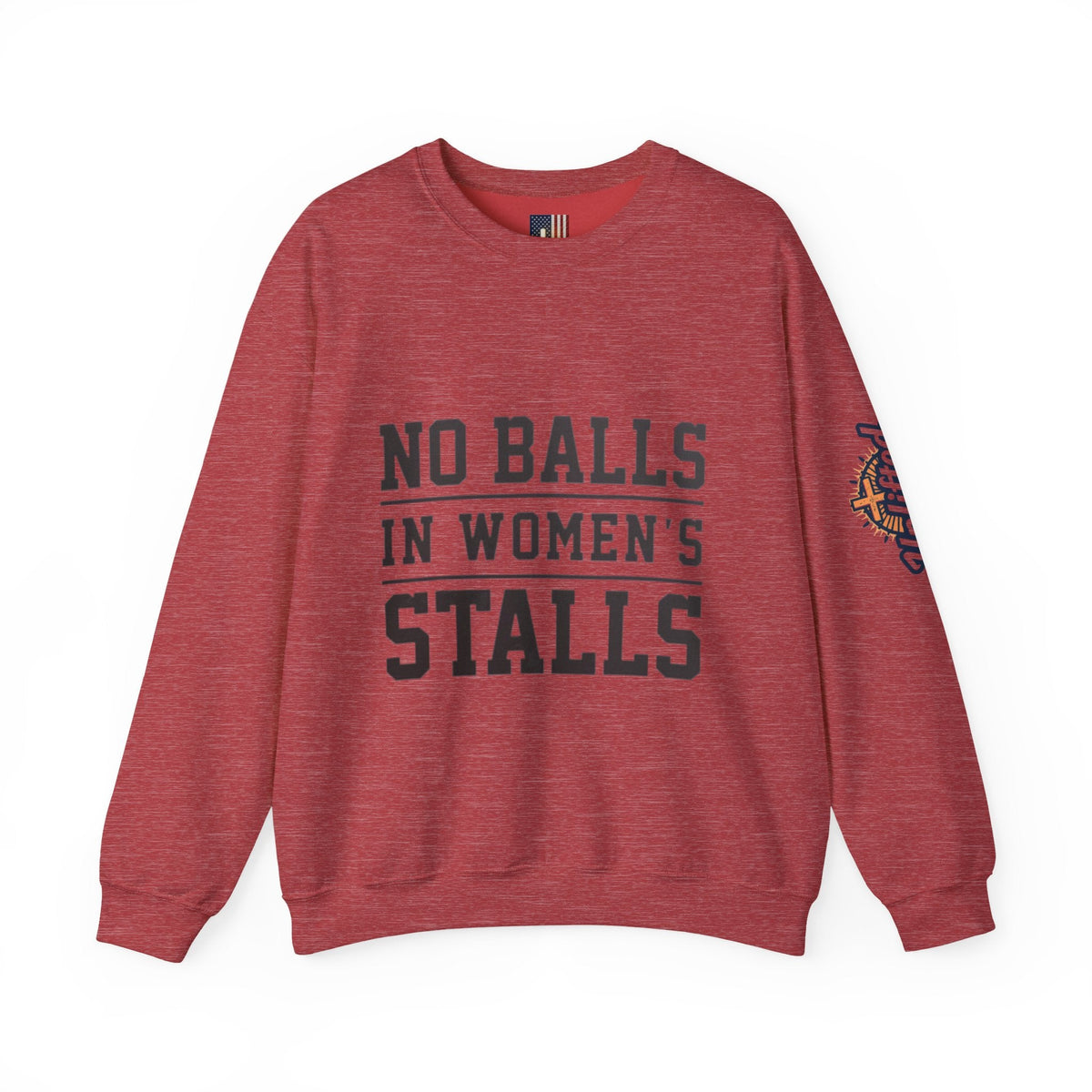 No Balls in Women's Stalls Crewneck Sweatshirt — Bold Statement Pullover Printify