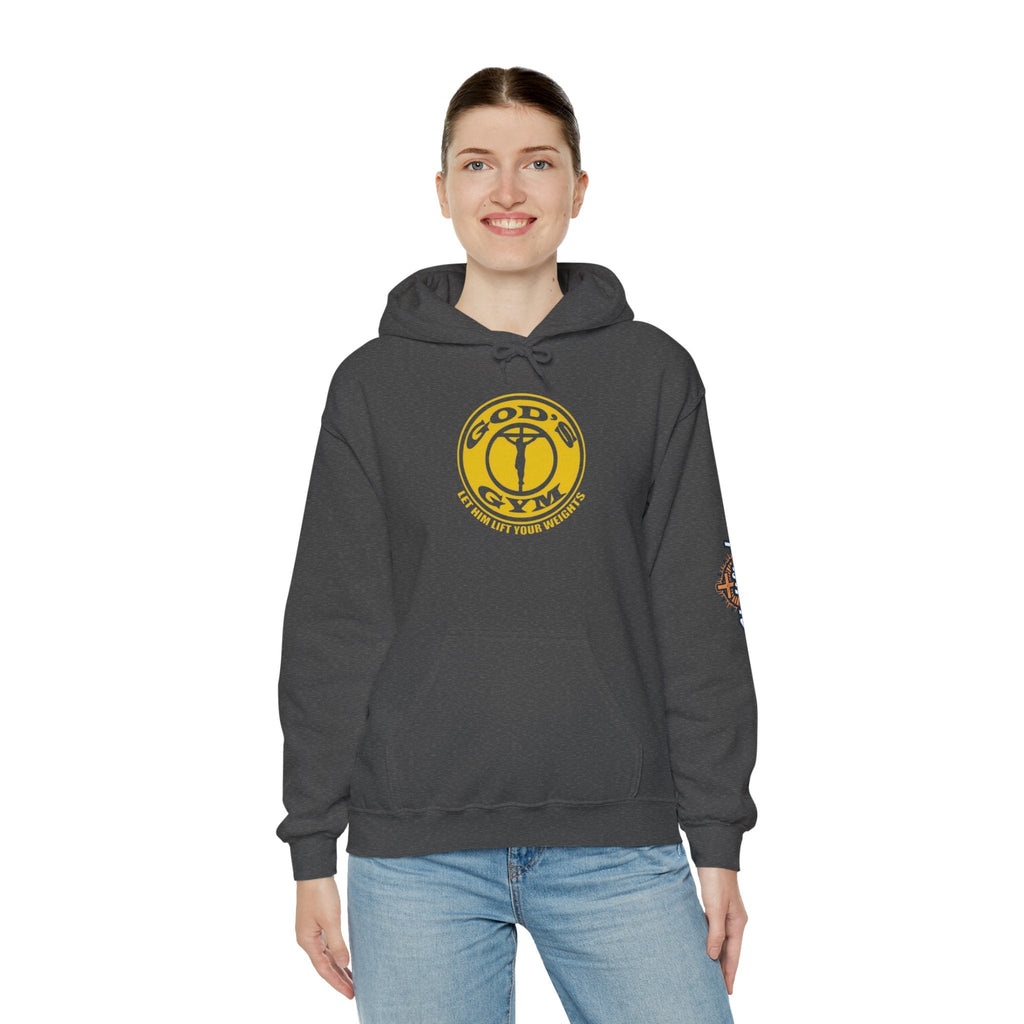 God's Gym Hoodie — "Let Him Lift Your Weights" Christian Fitness Hoodie Printify