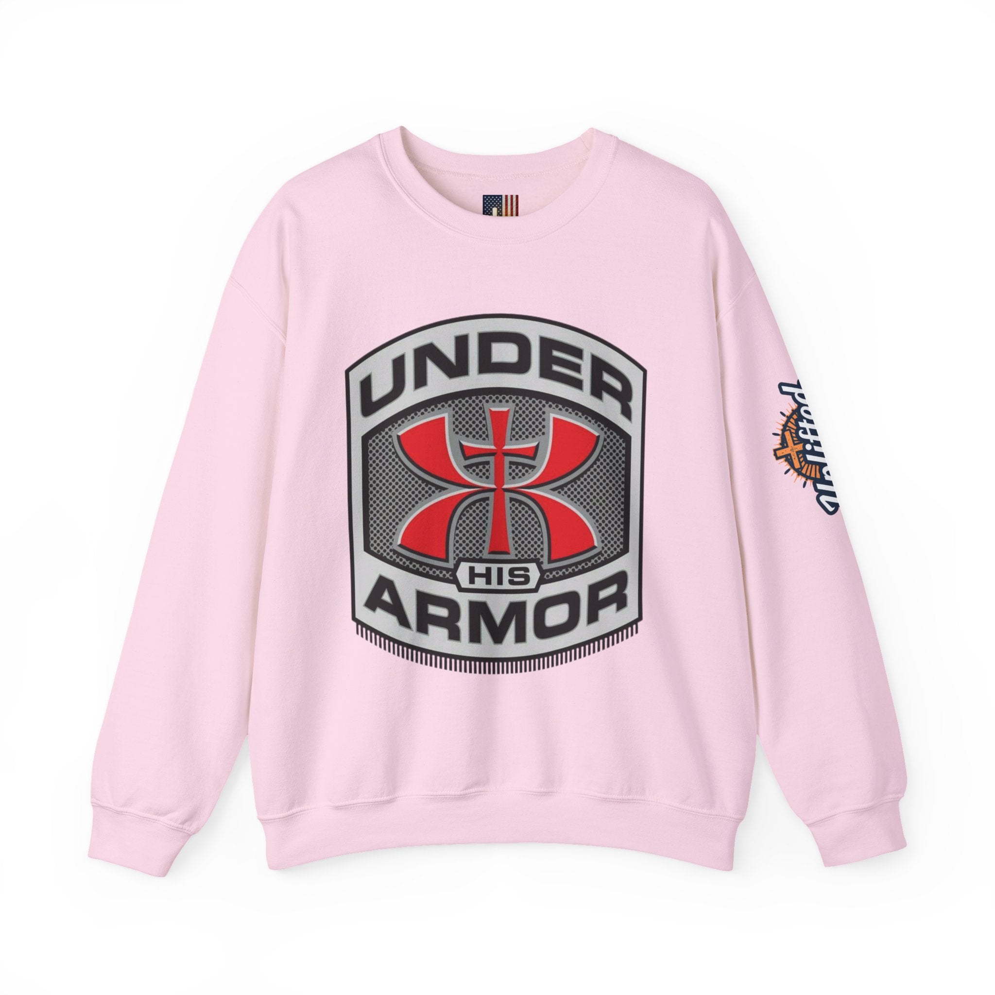 Under His Armor Crewneck Sweatshirt — Christian Faith Graphic Pullover Printify