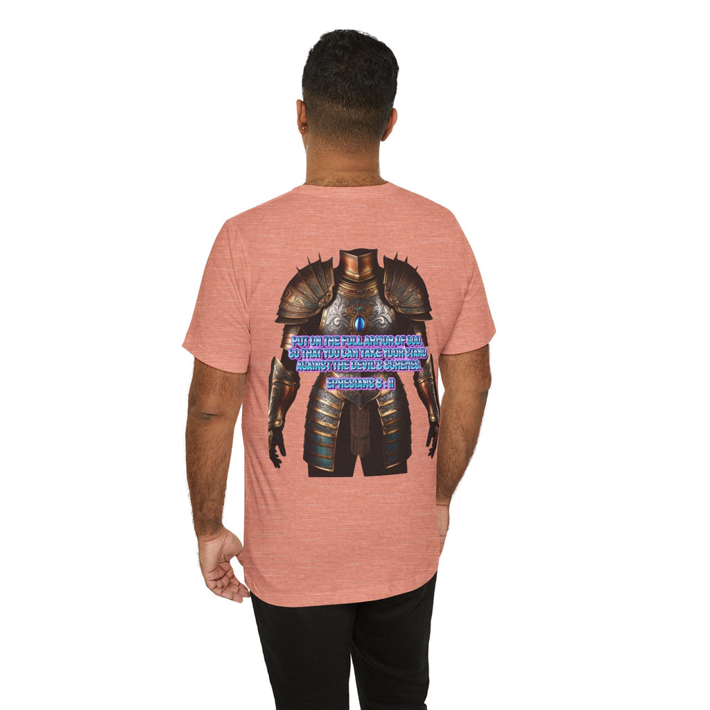 Religious Graphic Tee with Armor Of God Design Unisex Jersey Short Sleeve Tee Printify