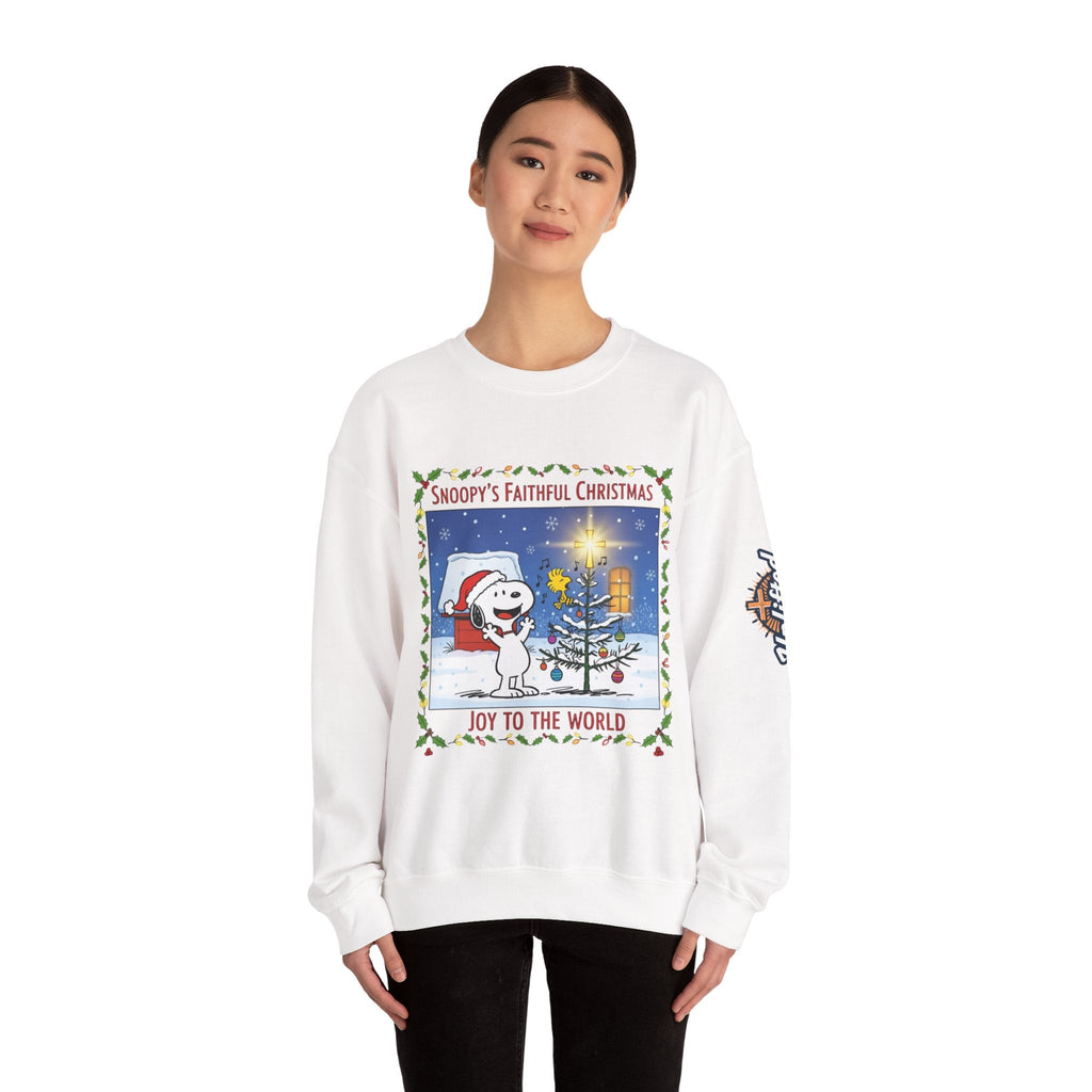 🎄 Faithful Christmas Friends – Christian Holiday Sweatshirt | Festive Tree & Cartoon Duo | Heartwarming Christmas Tee by Uplifted Gear Printify