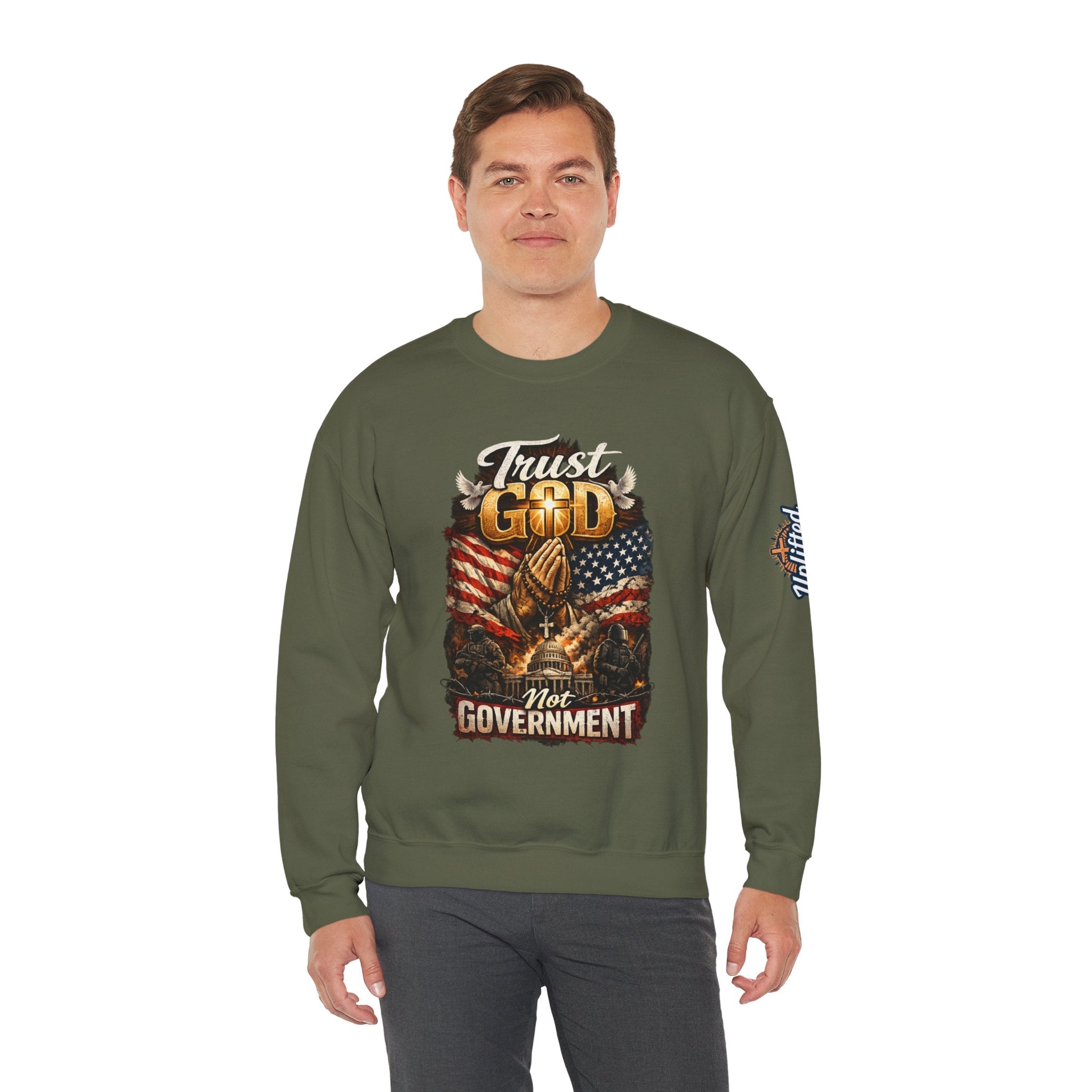 Trust God Not Government Sweatshirt — Vintage Patriotic Christian Sweatshirt Printify