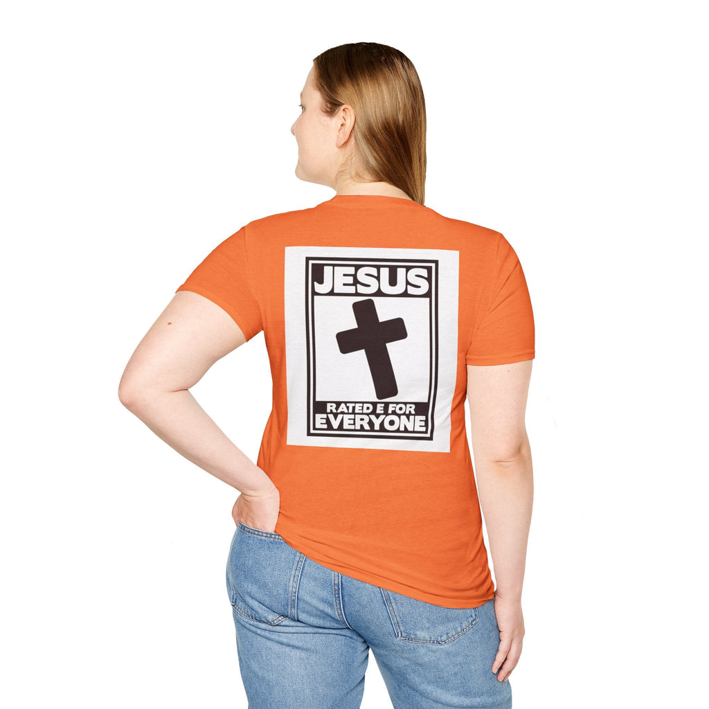 Jesus, Rated E for Everyone T-shirt - Gamer Faith T-shirt - Christian Video Game Parody Printify