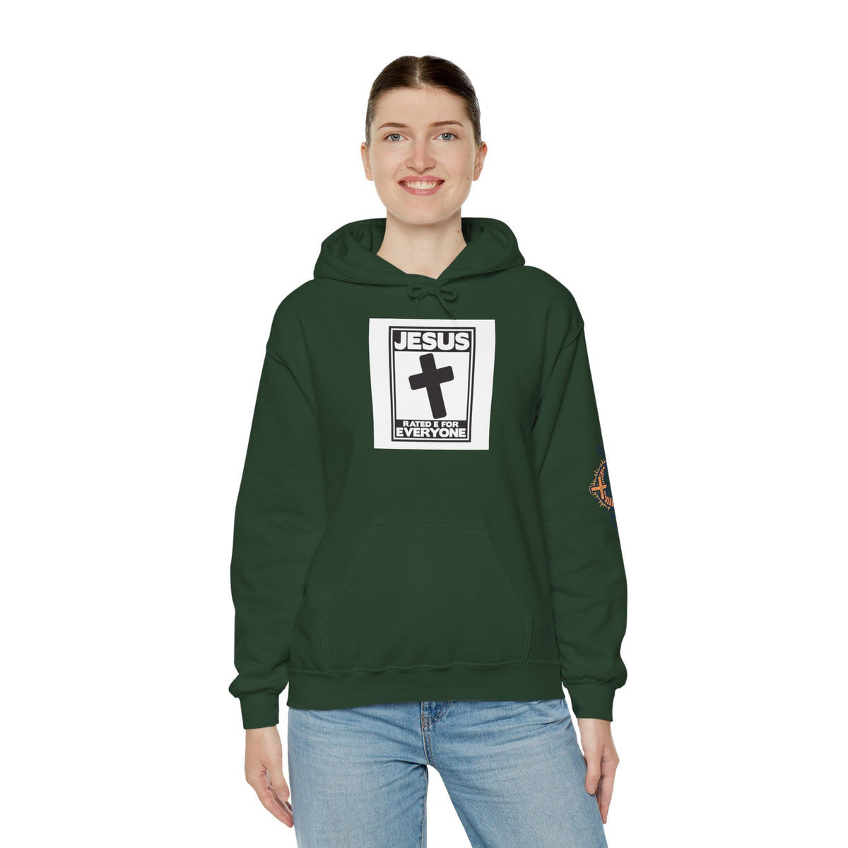 Jesus, Rated E for Everyone Hoodie - Gamer Faith Hoodie - Christian Video Game Parody Printify