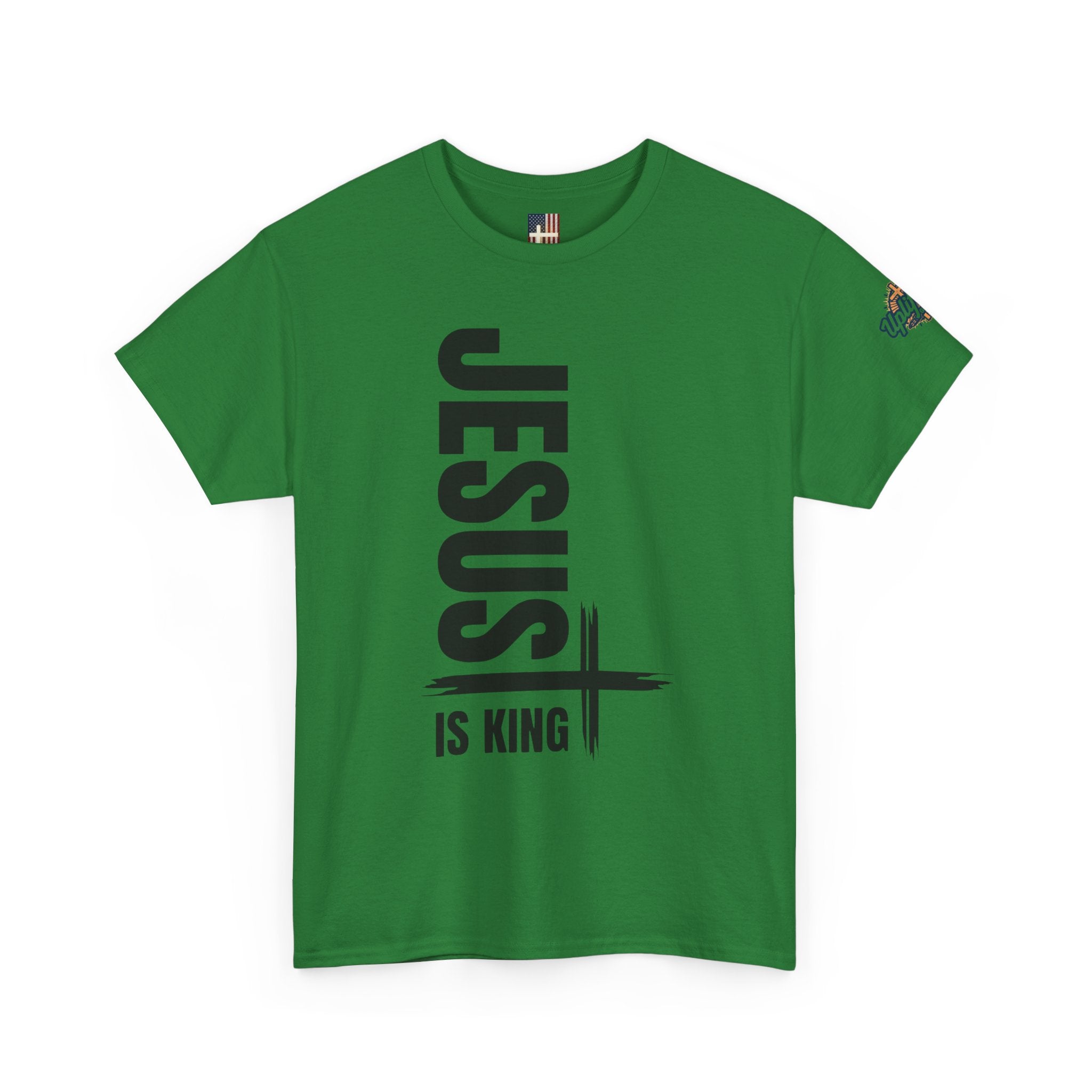 Jesus Is King T-shirt | Modern Typographic Cross Christian T-shirt Printify
