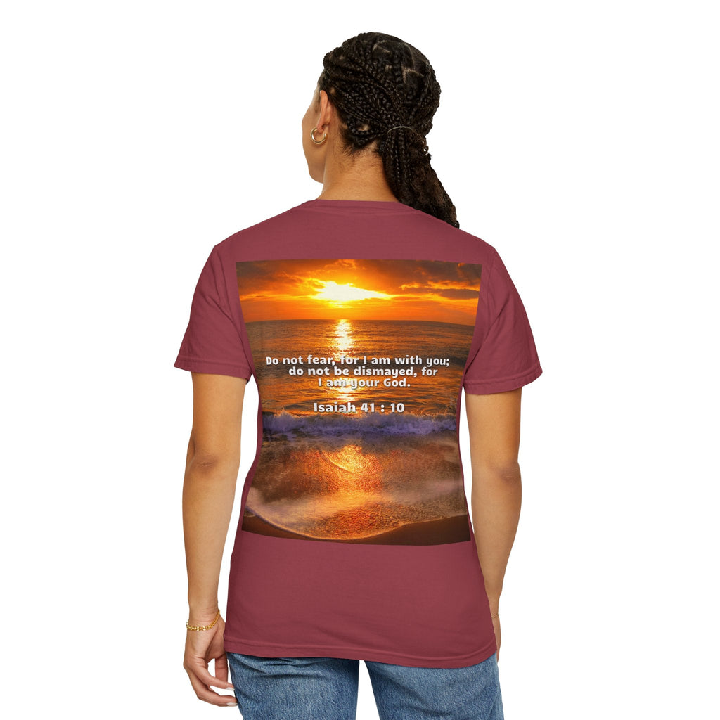 Bible Verse Unisex Garment-Dyed T-shirt - Isaiah 41 : 10 Printify