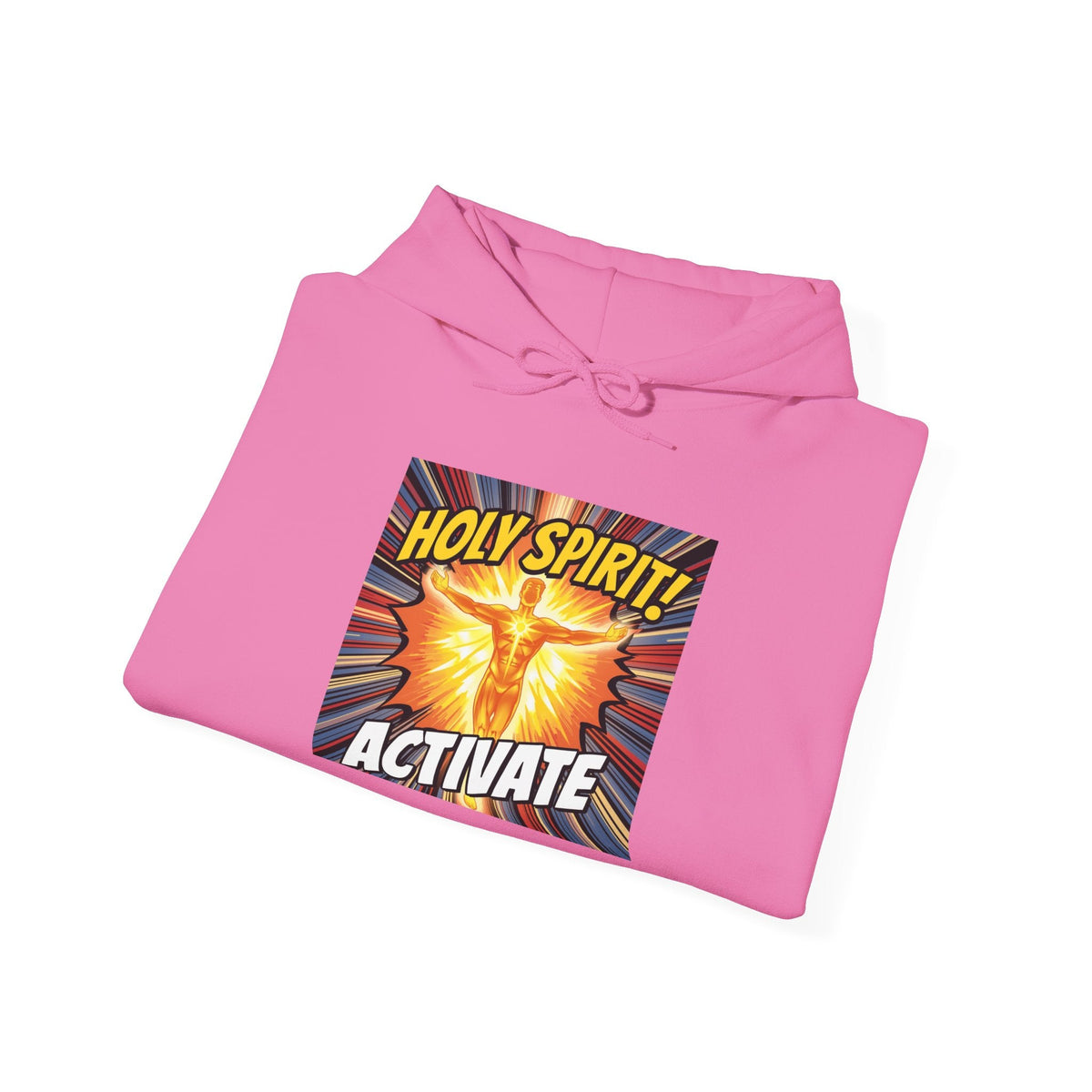Holy Spirit Activate Hoodie – Superhero Christian Sweatshirt with Vibrant Power-Up Design for Faith-Fueled Boldness Printify