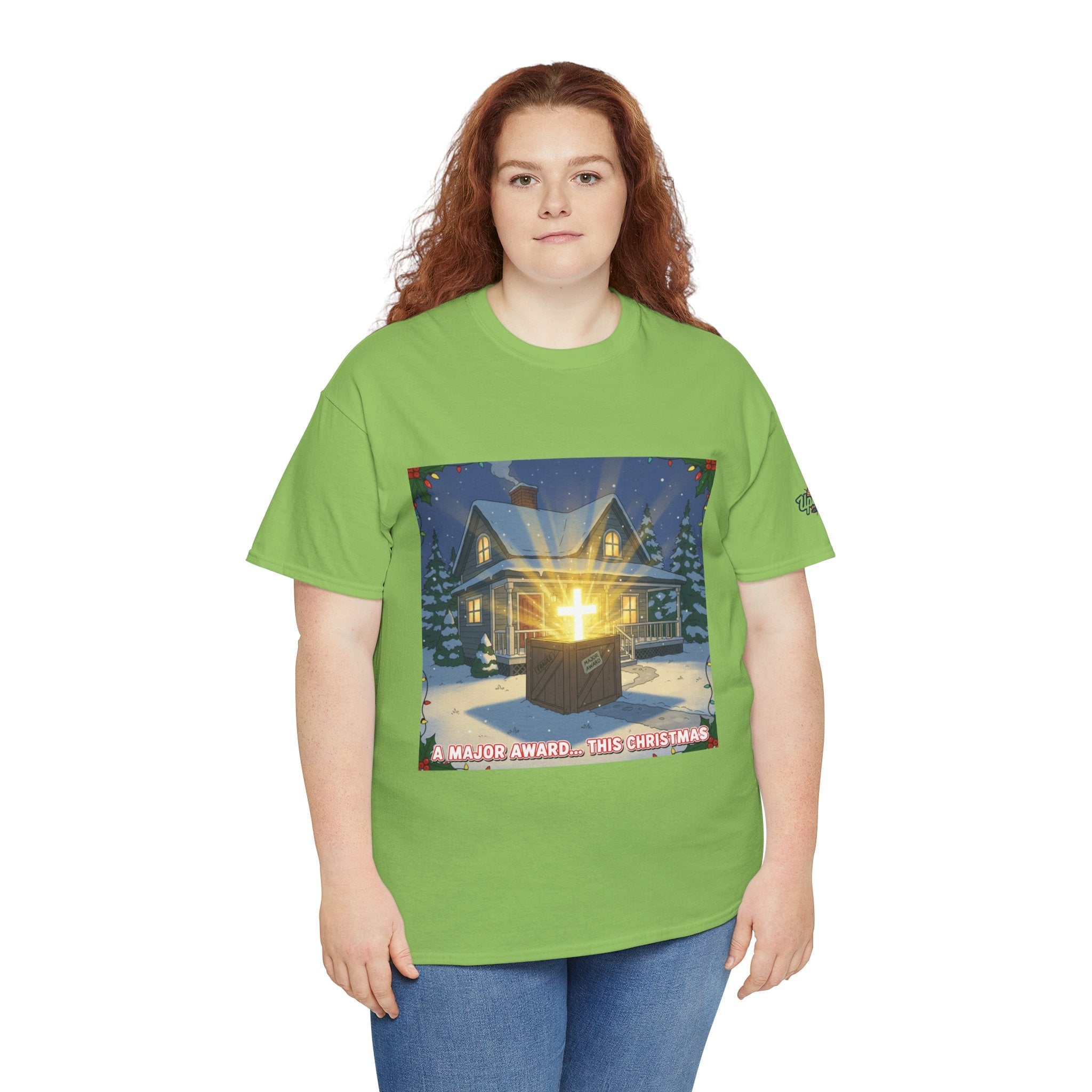 A Major Award This Christmas T-shirt – Fragile Leg Lamp Parody Cross Unboxing Christian T-shirt for Hilarious Faith & Holiday Glow Printify