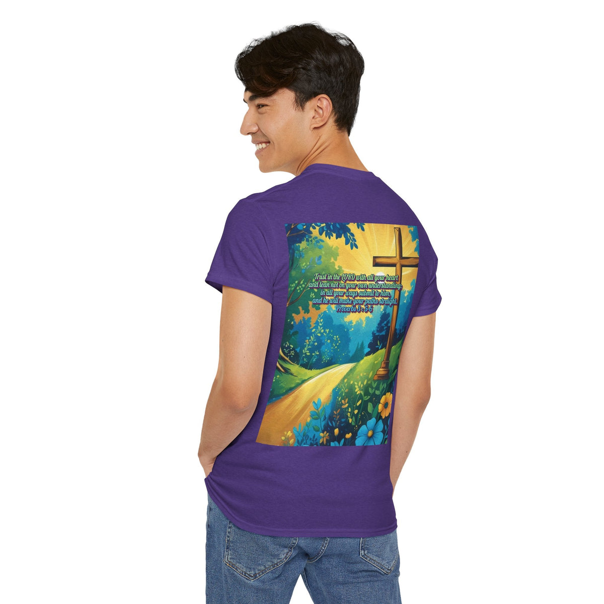 Trust in The Lord Proverbs 3:5-6 Biblical Design Unisex Heavy Cotton Tee Printify