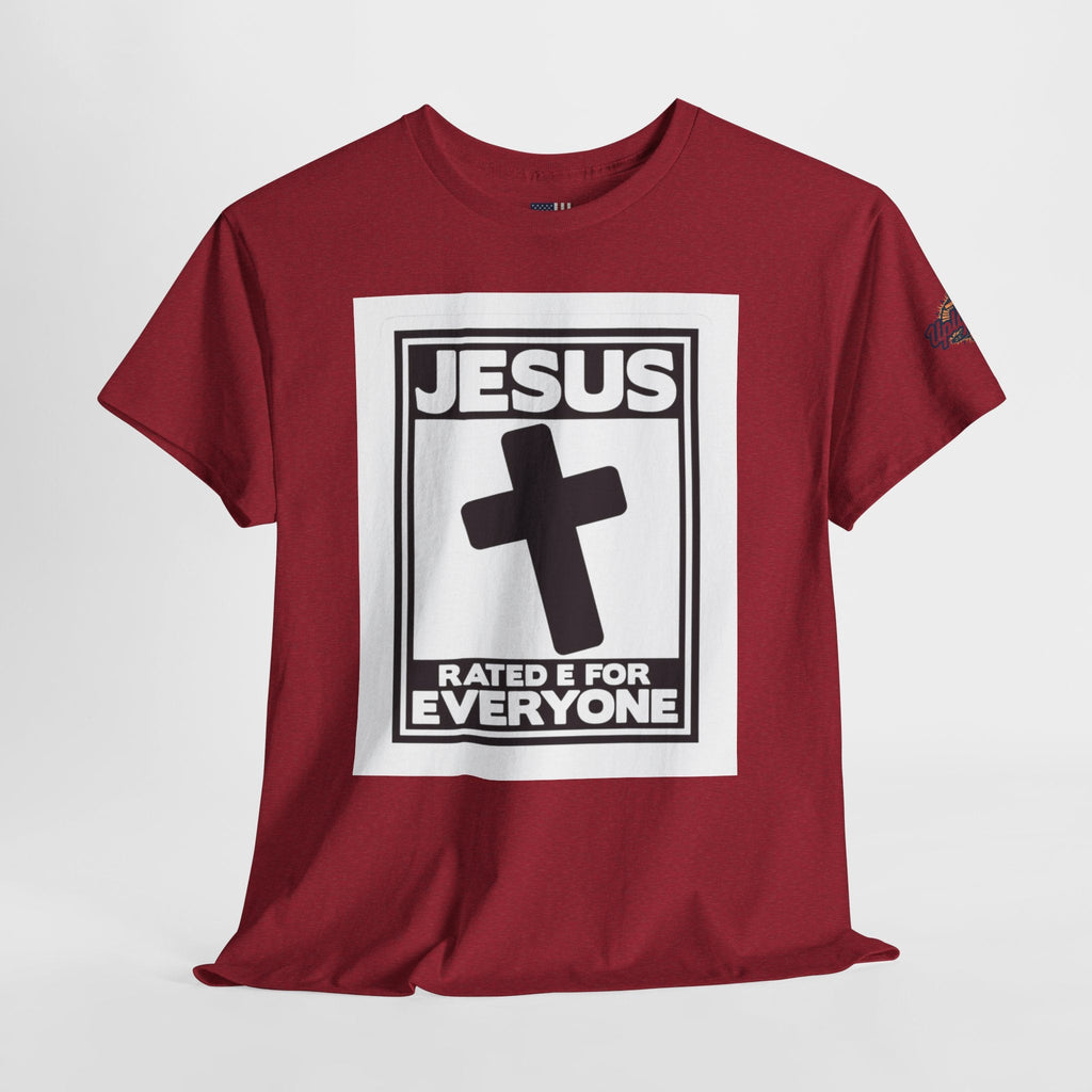 Jesus, Rated E for Everyone T-shirt - Gamer Faith T-shirt - Christian Video Game Parody Printify