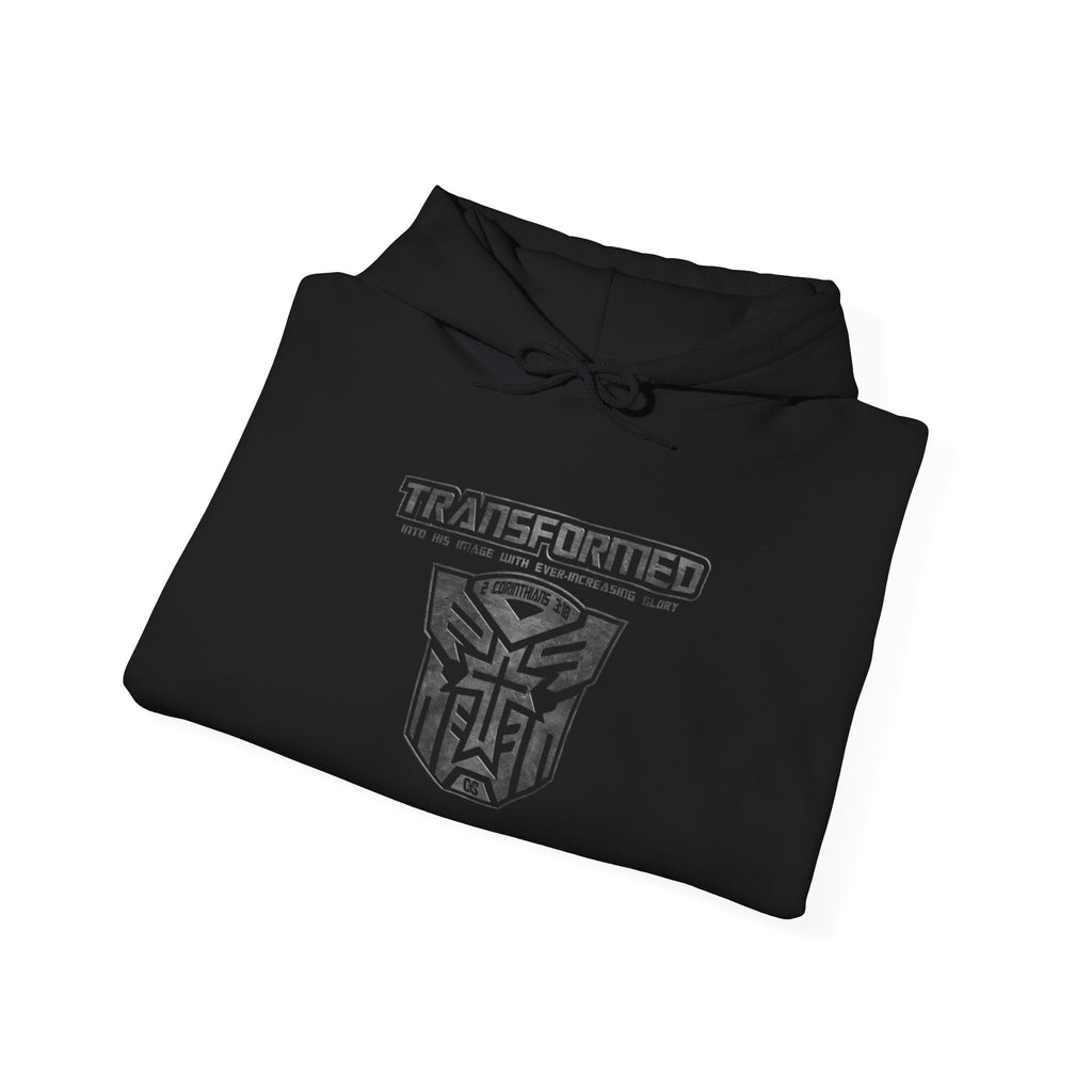 Transformer Logo Christian Hoodie | 2 Corinthians 3:18 Bible Verse Hoodie Printify